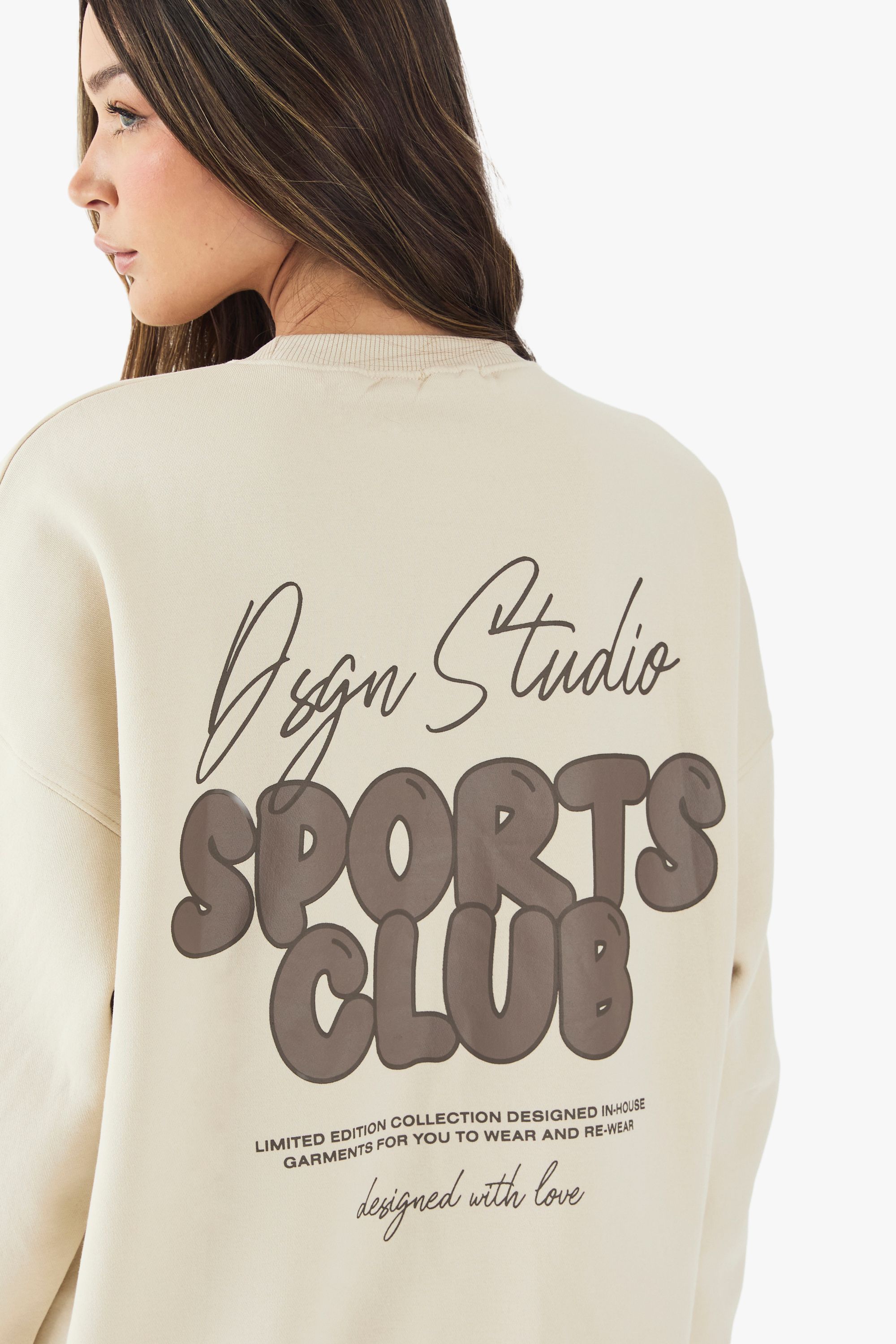 DSGN Studio DSGN Studio Sports Bubble Slogan Oversized Sweatshirt Stone image 4