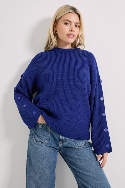 Dorothy Perkins Button Overarm Jumper Cobalt