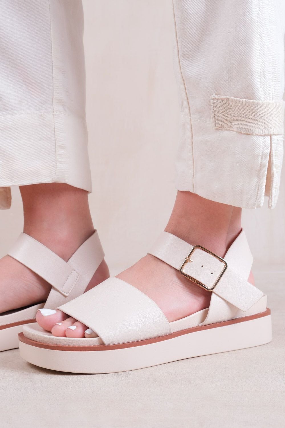 Where's That From 'Phoenix' Extra Wide Fit Classic Flat Sandals With Strap And Buckle Detail image 3