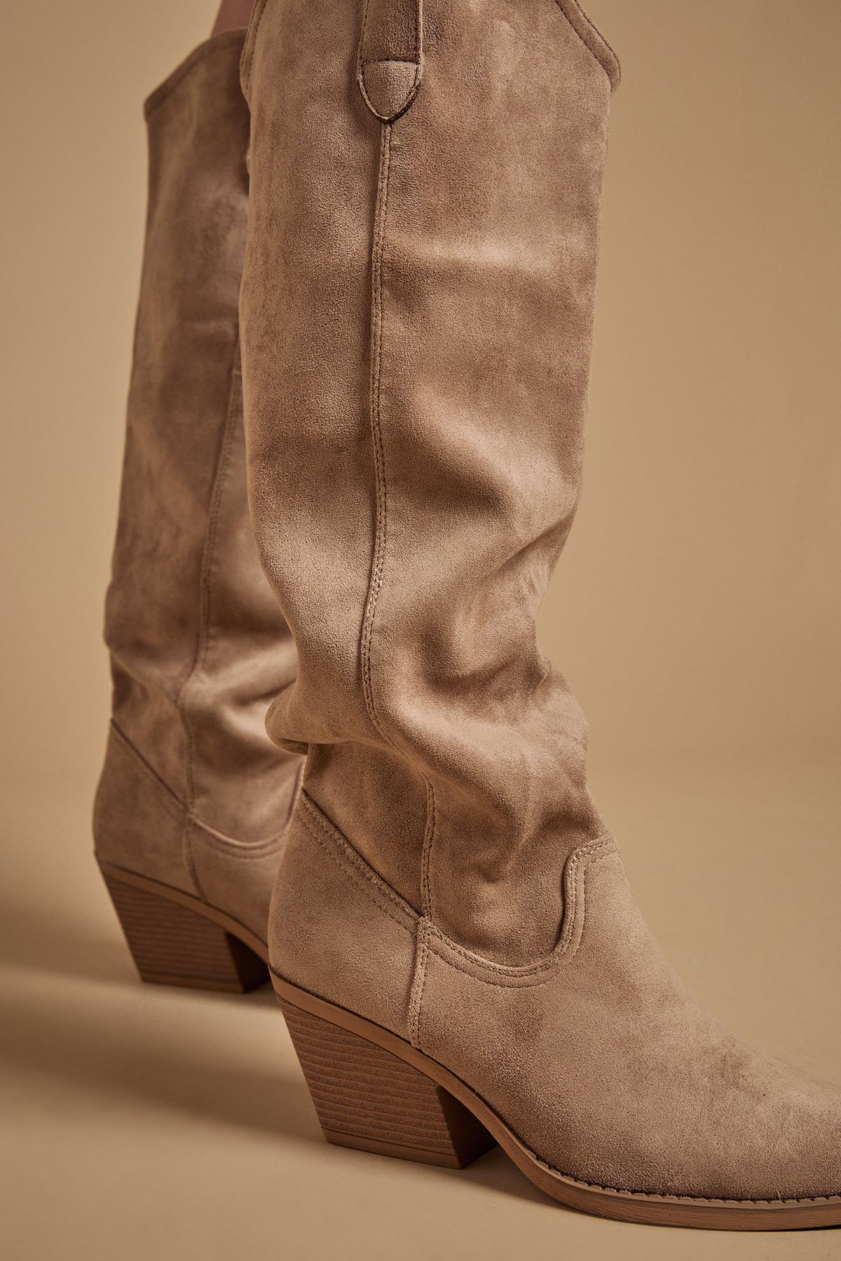 Oasis Winnie Faux Suede Slouch Calf Boots Beige image 4