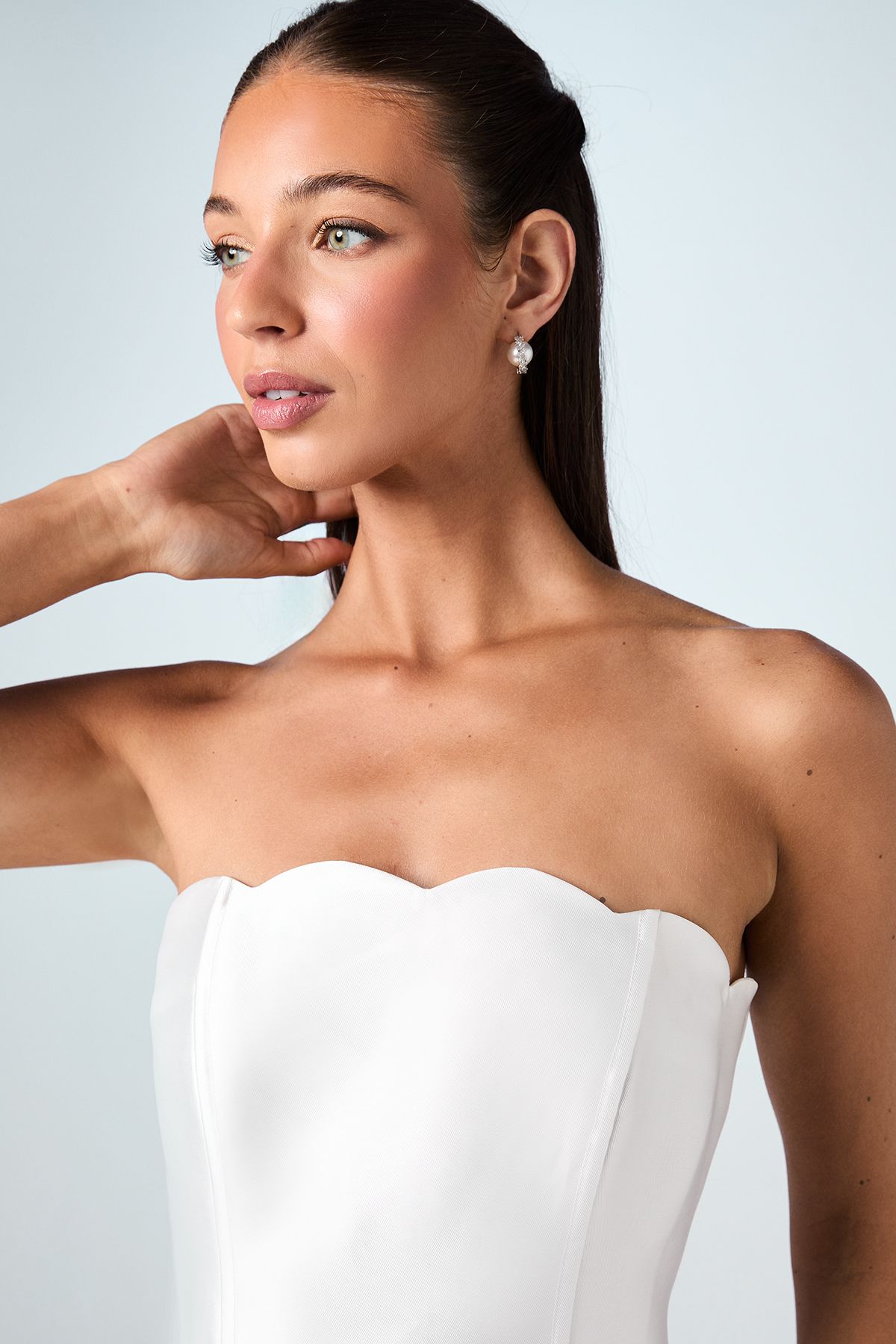 Coast Scallop Detail Twill Column Wedding Dress Ivory image 4