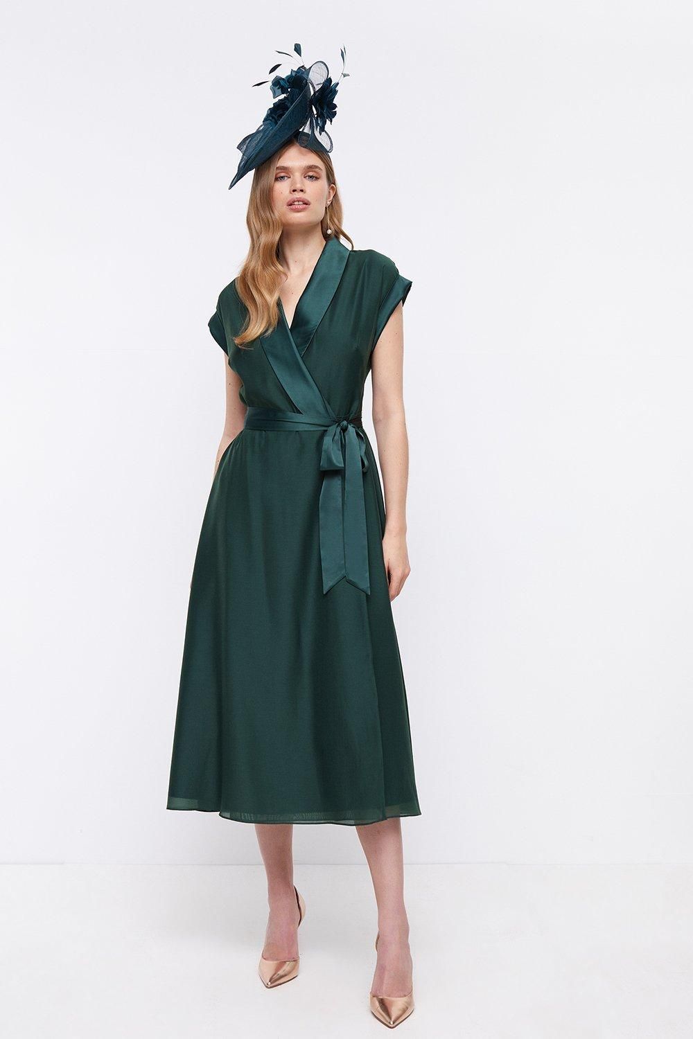 Coast Premium Organza Tuxe Wrap Midi Dress Forest image 1