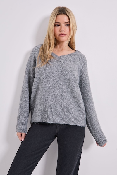 Dorothy Perkins V Neck Marl Jumper Grey