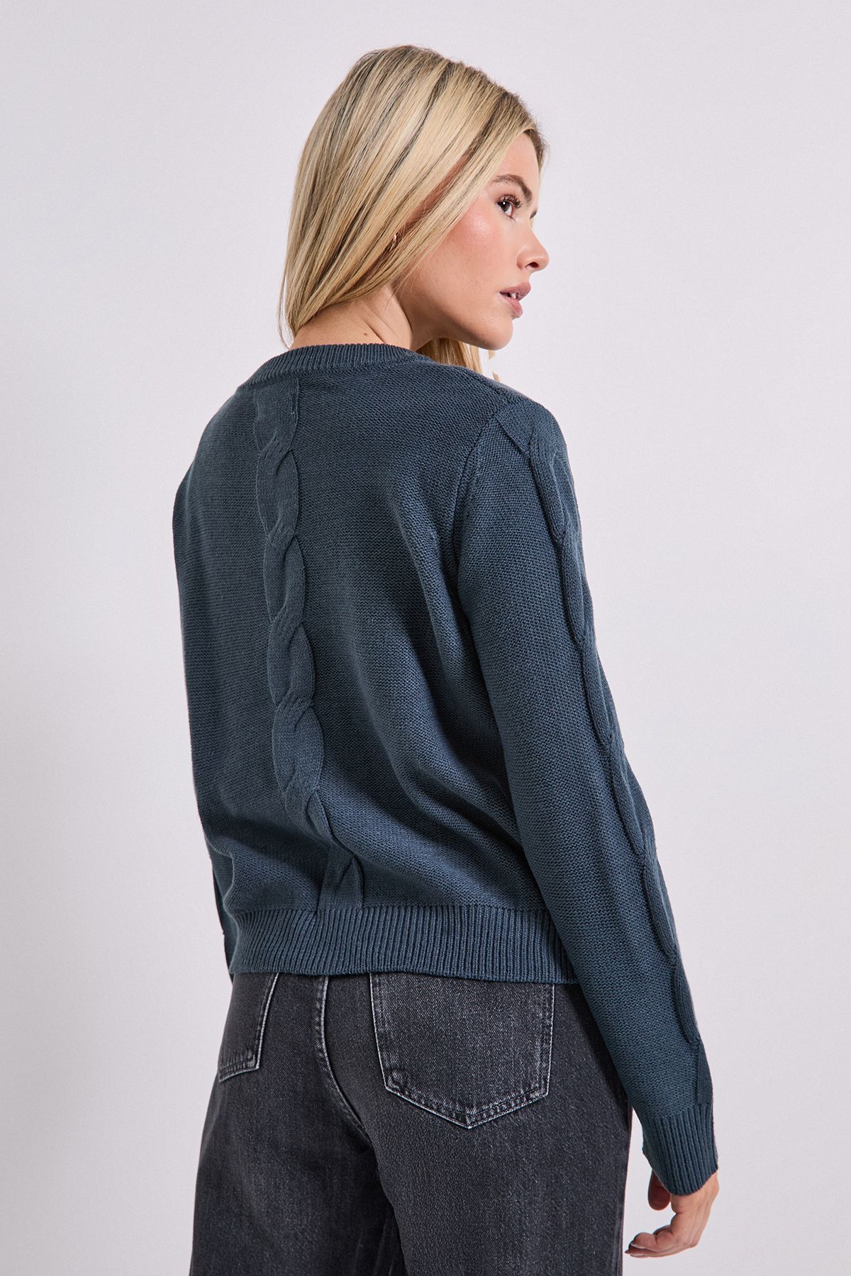 Dorothy Perkins Cable Detail Knit Cardigan Charcoal image 3