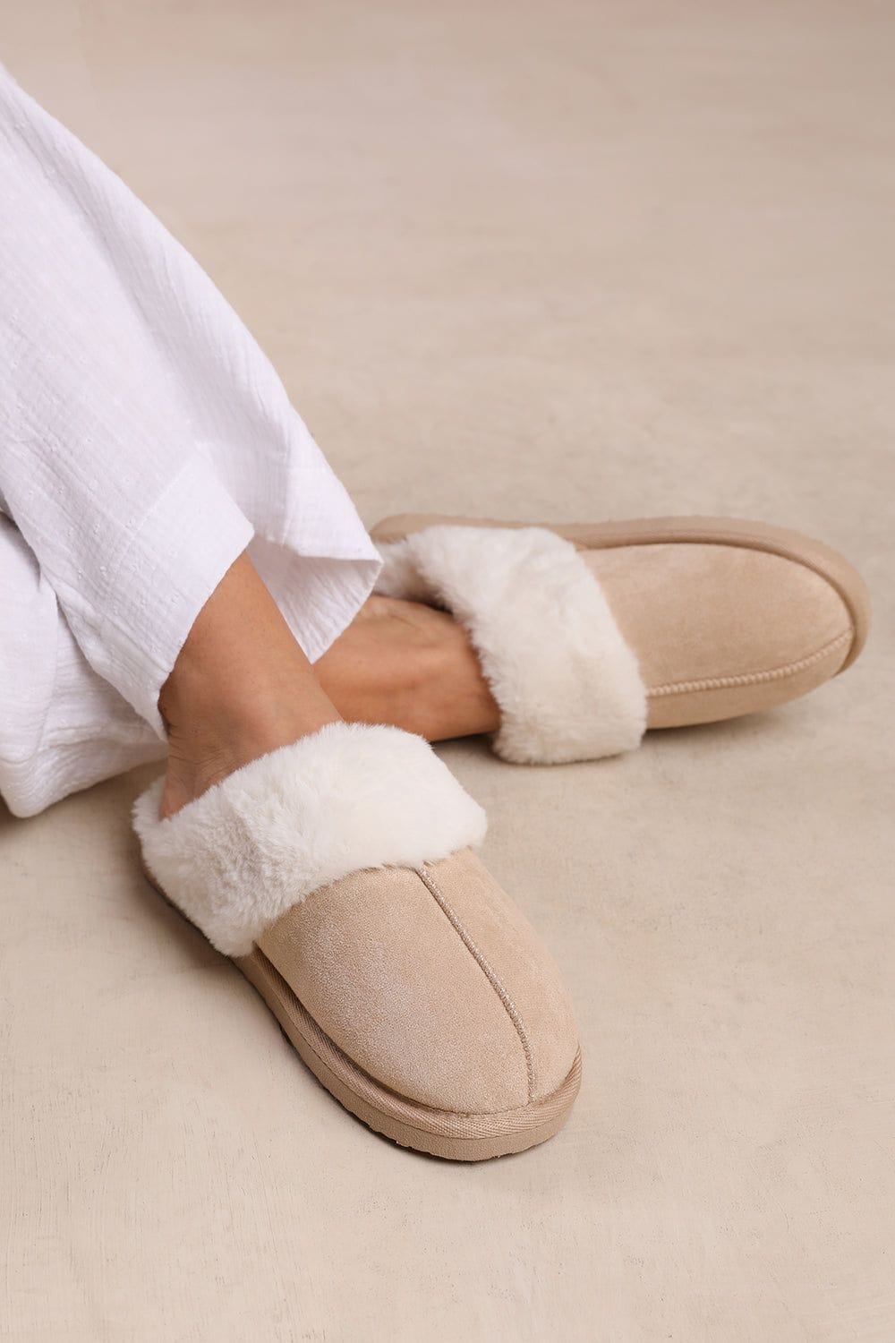 Where's That From 'Comfort' Slip On Slippers With Fur Trim Suede image 4