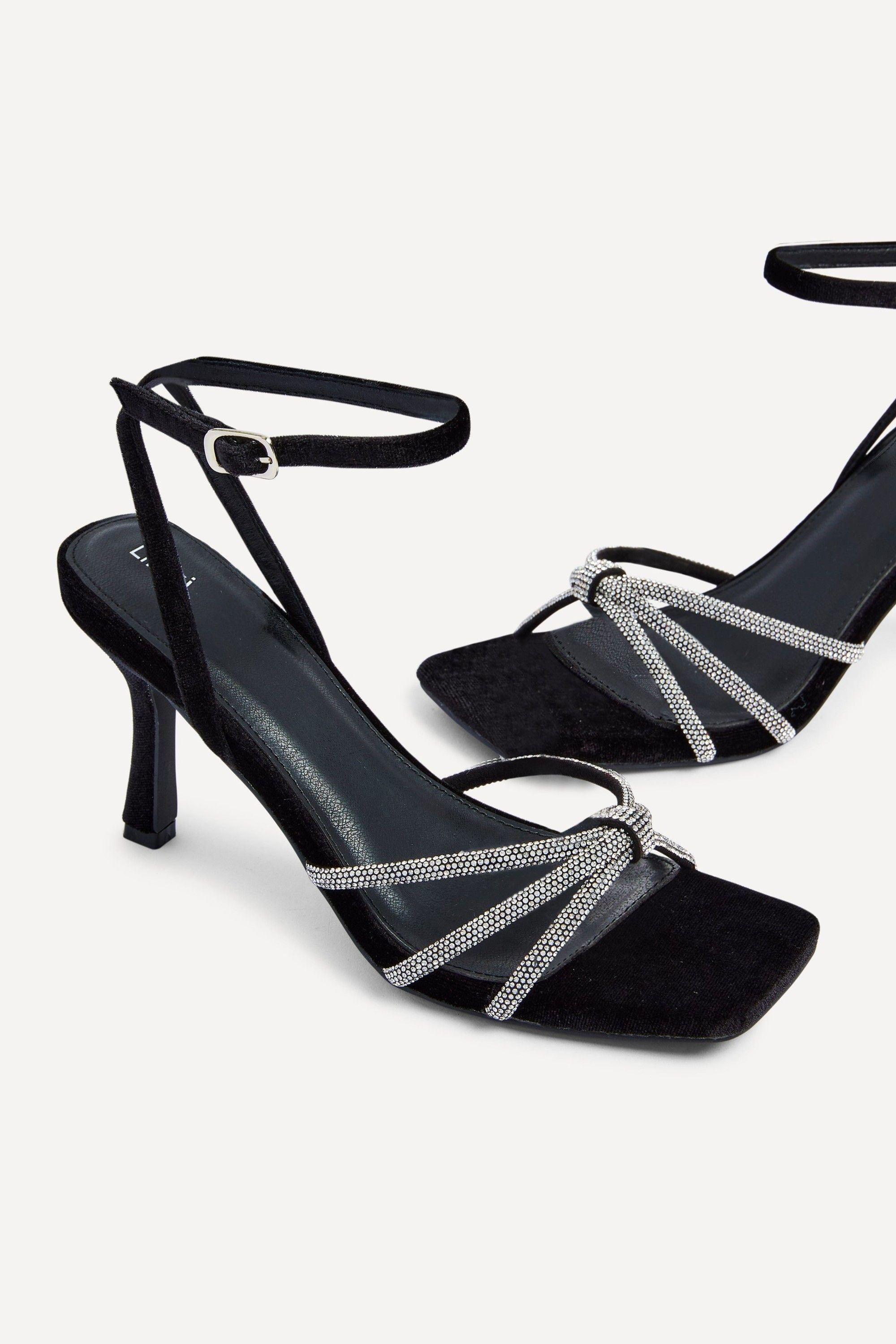 Linzi Polly Black Velvet Stiletto Heeled Sandal image 4