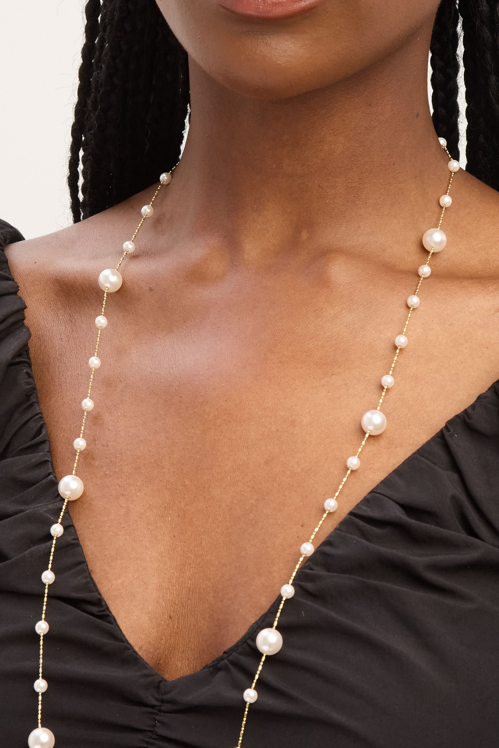 Jon Richard Gold Plated Mixed Pearl and Gold Chain Rope Necklace image 4