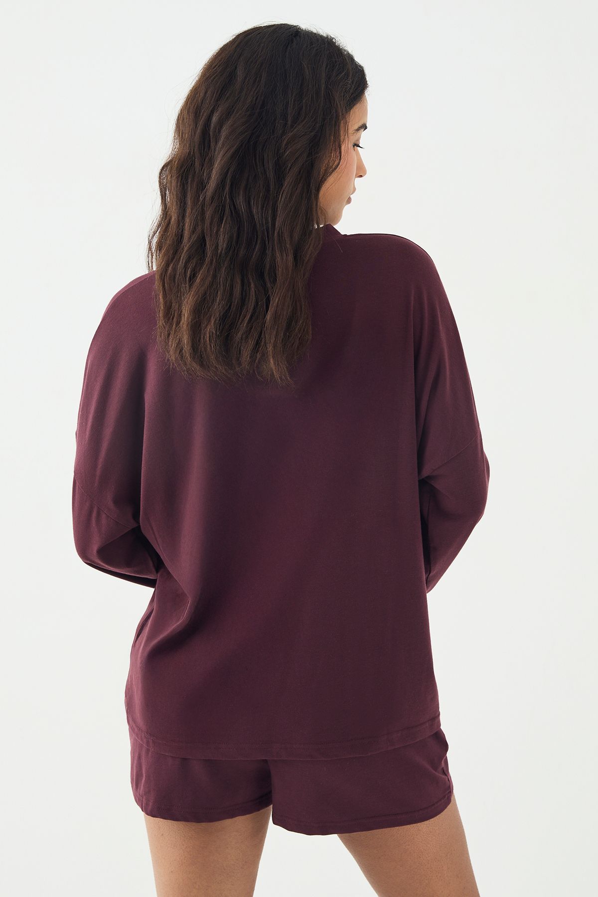 DSGN Studio DSGN Studio Lounge Long Sleeve Oversized Supersoft T-Shirt Burgundy image 2