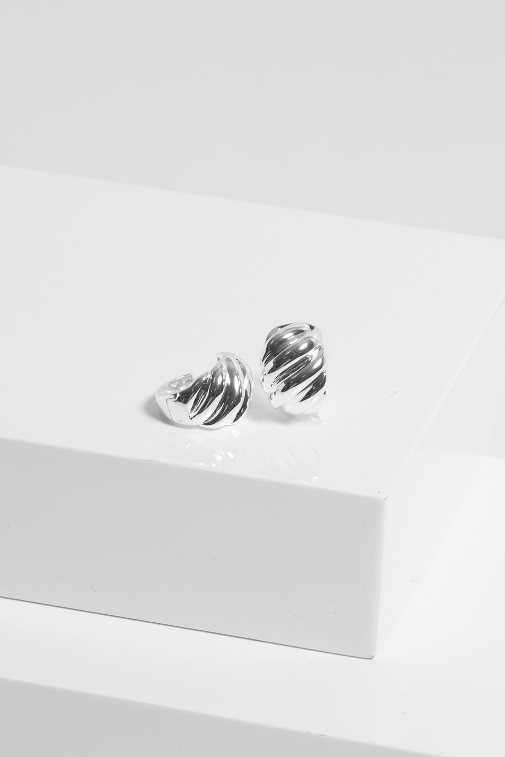 Jon Richard Silver Plated Large Ridge Hoop Earrings image 2