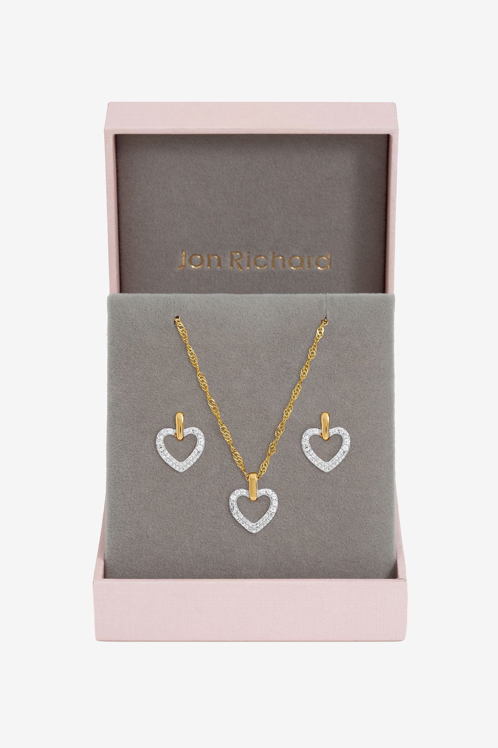 Jon Richard Two Tone Open Heart Set - Gift Box