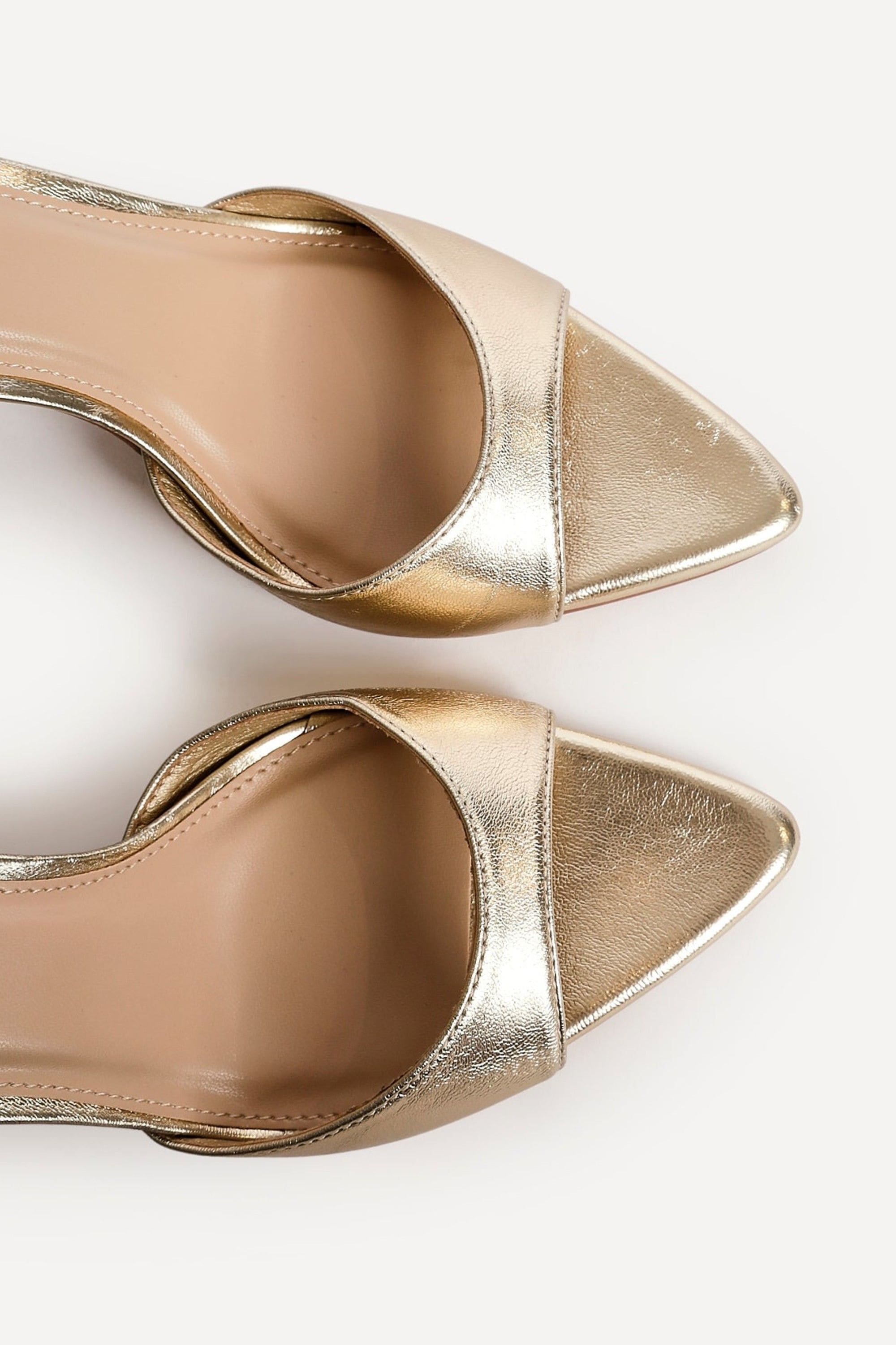 Linzi Wanted Gold Faux Leather Pointed Toe Heels image 5