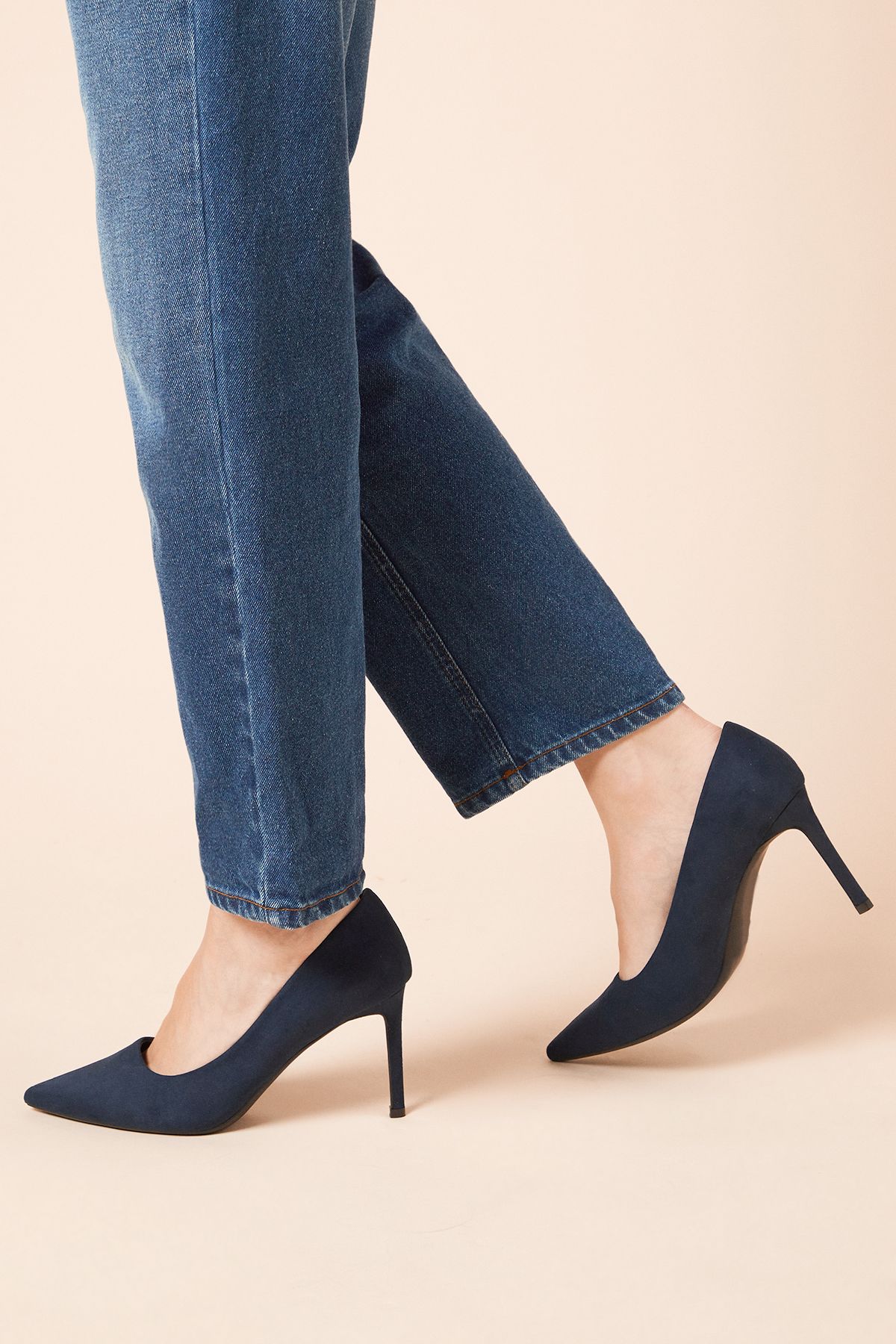 Dorothy Perkins Dash Pointed High Stiletto Heel Court Shoes Navy