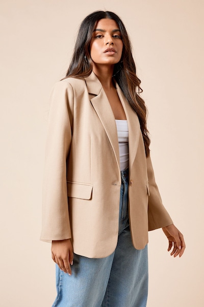 Dorothy Perkins Petite Oversized Single Breasted Blazer Camel