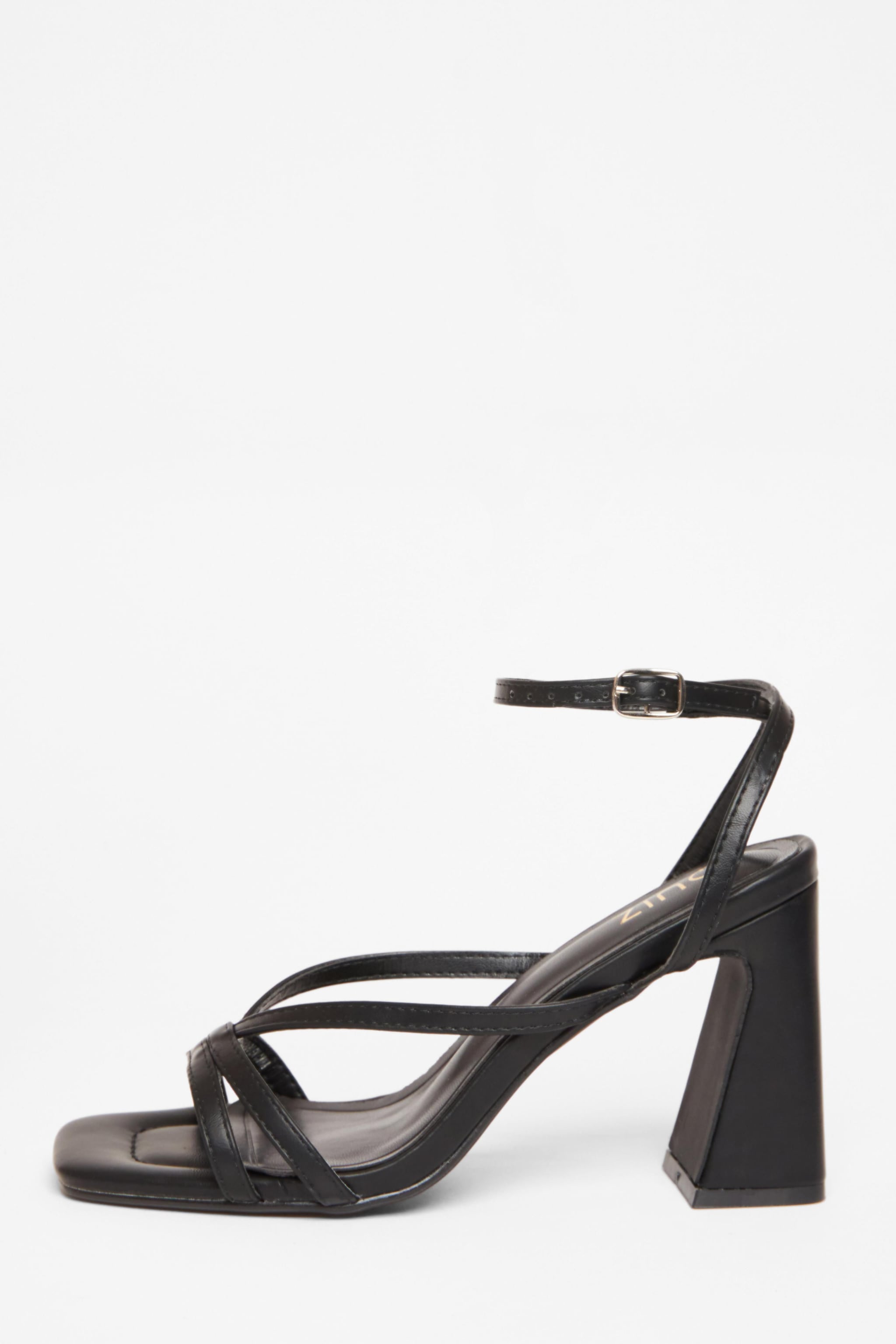 Quiz Black Strappy High Block Heels image 3