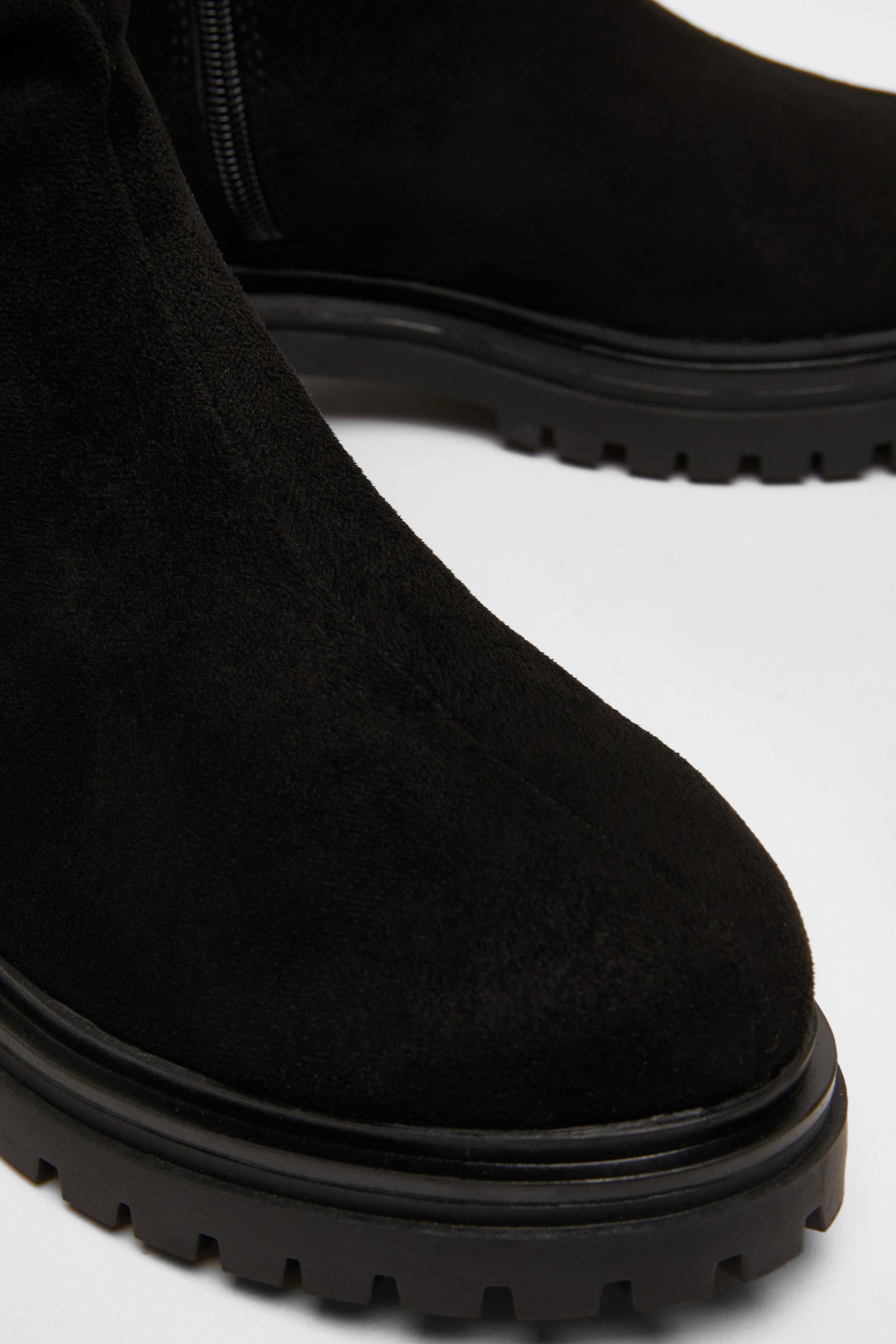 Quiz Black Faux Suede Ruched Ankle Boots image 4