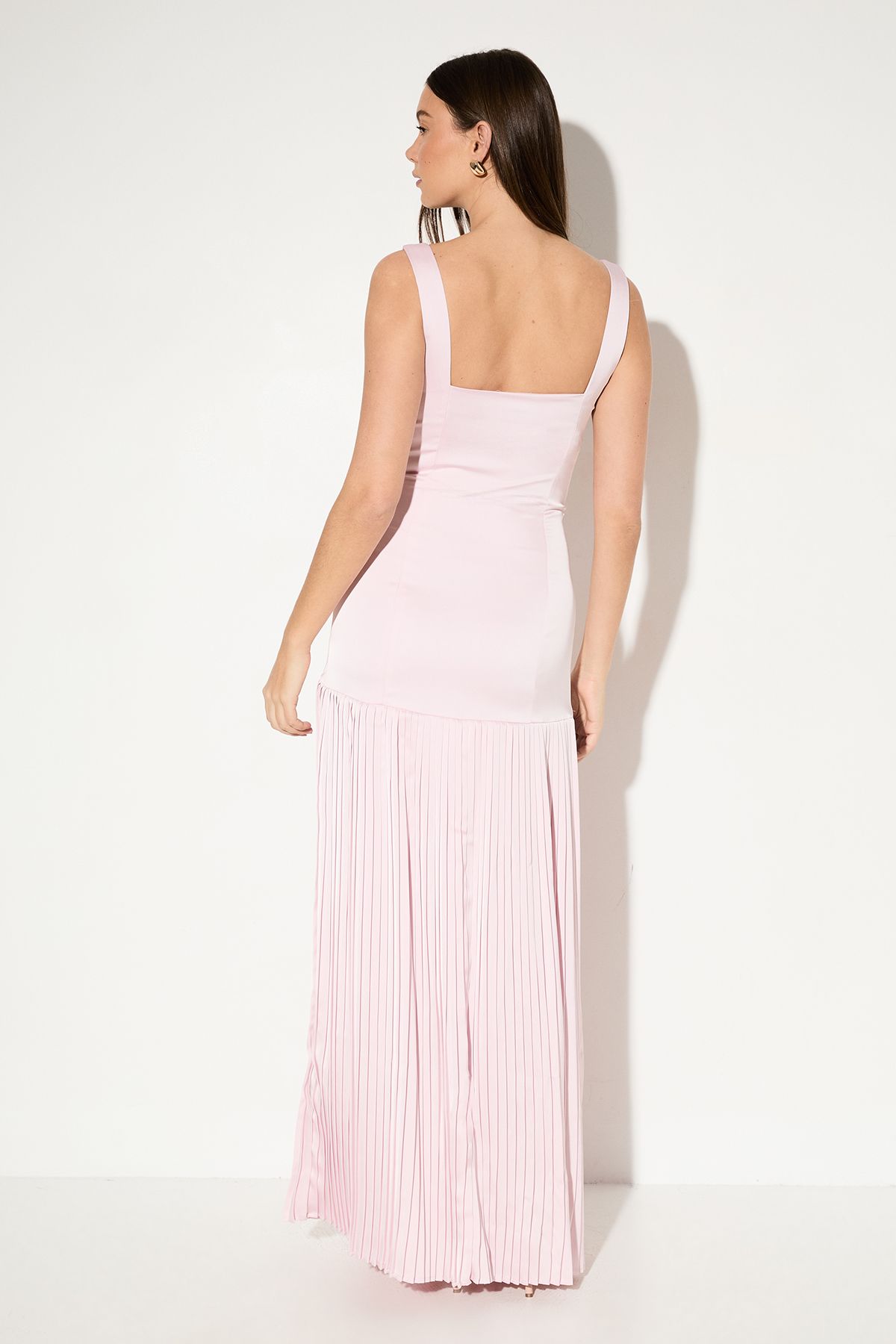 MissPap Premium Satin Square Pleated Skirt Bridesmaid Dress Baby Pink image 3