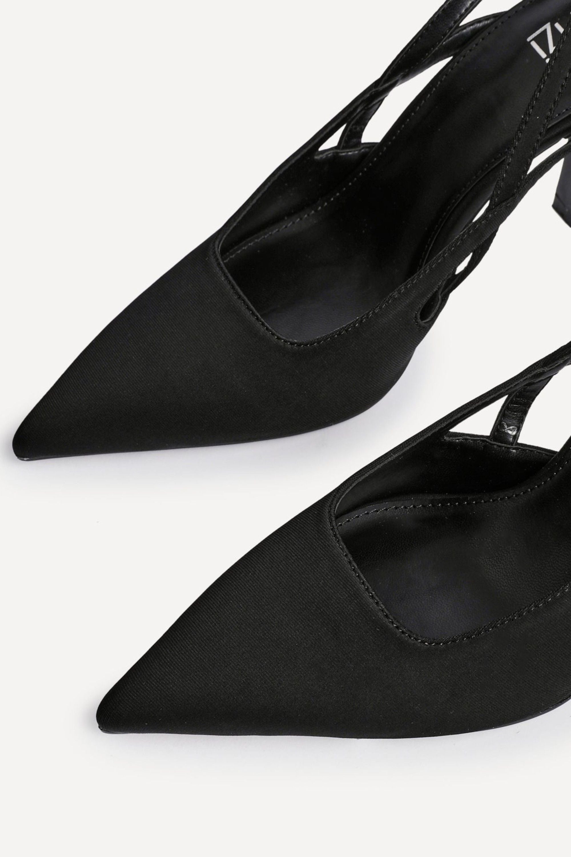 Linzi Rhea Black Scuba Sling Back Court Heels image 5