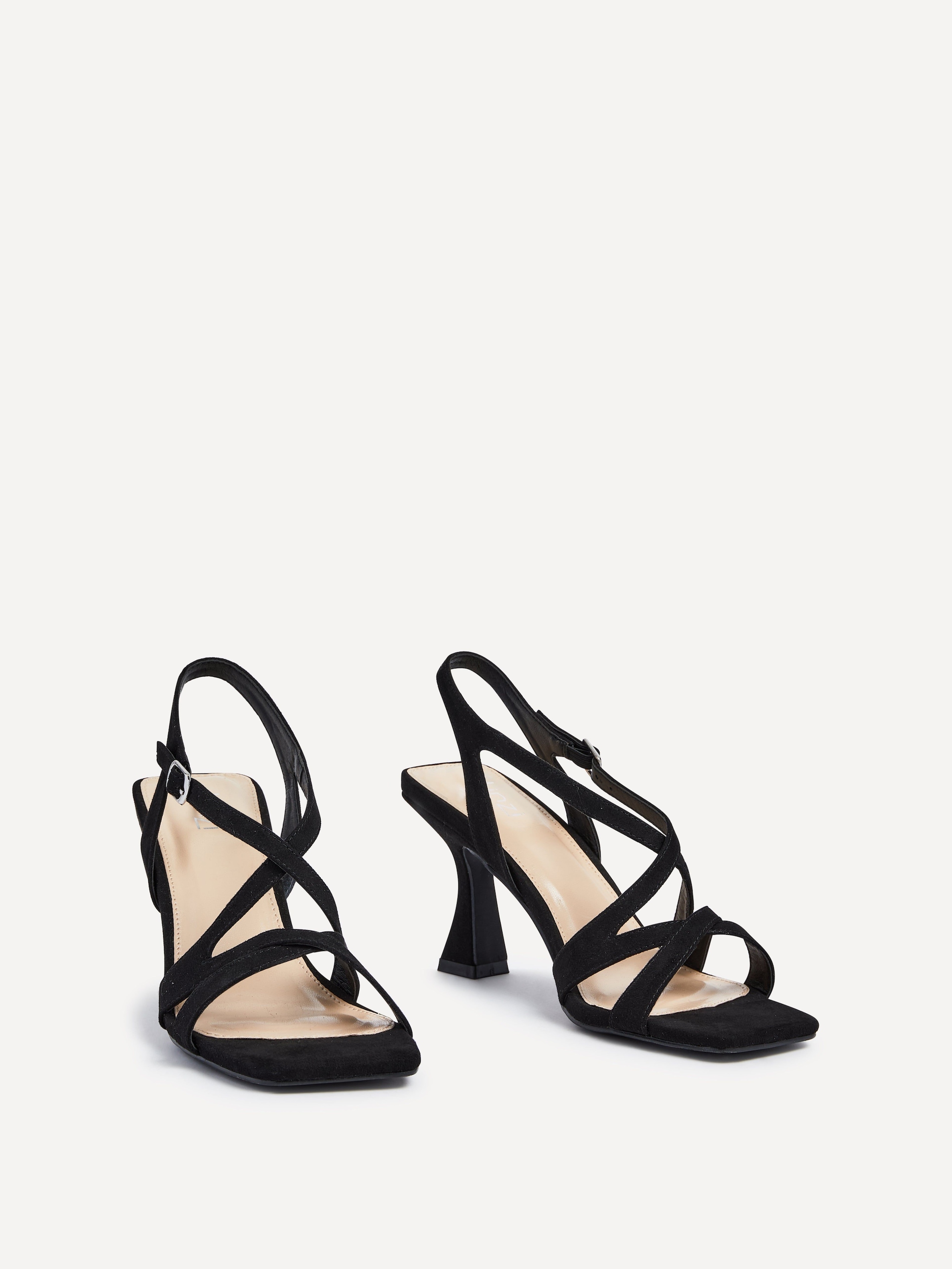 Linzi Liberty Black Faux Suede Square Toe Caged Heel image 3