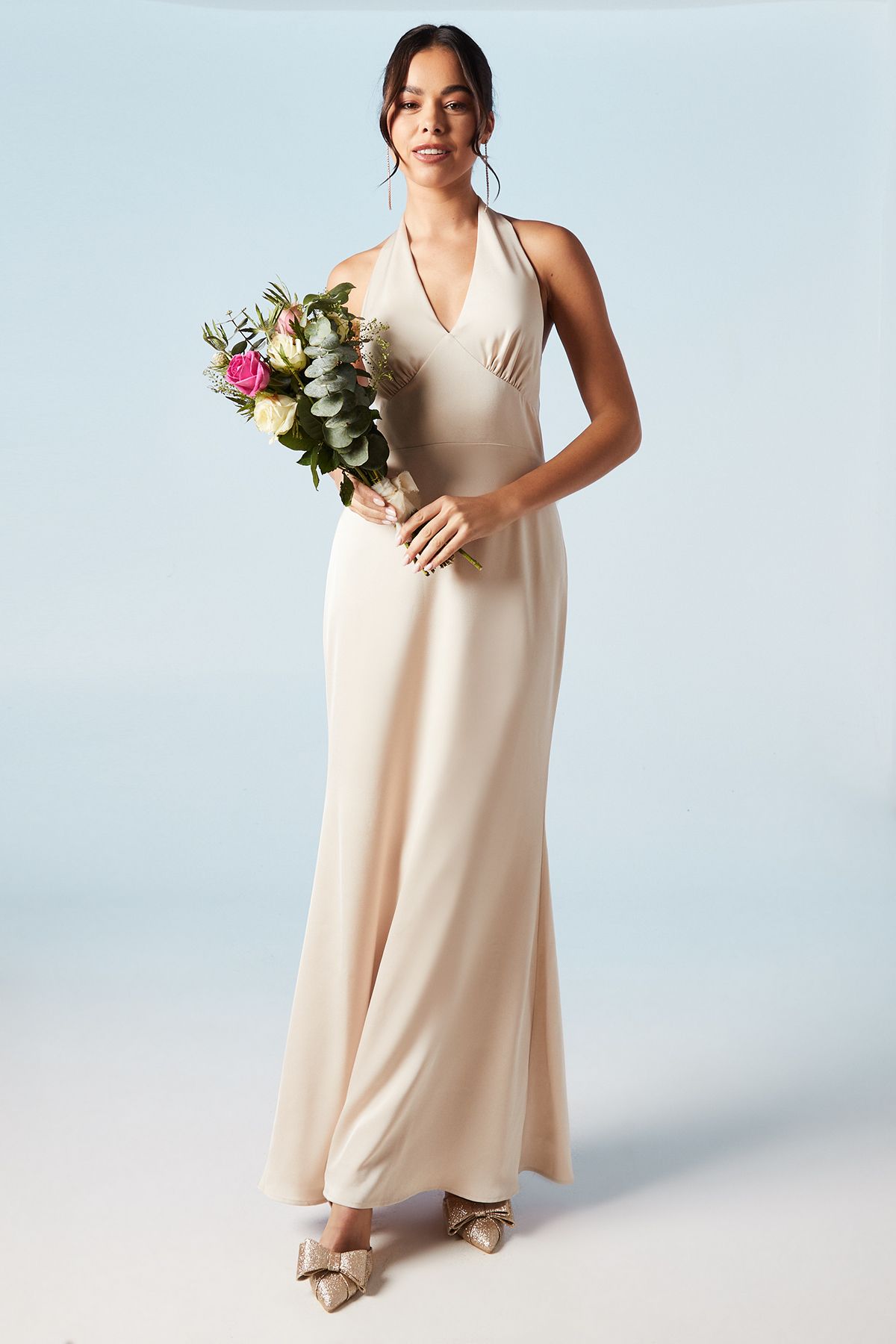 Coast Halterneck Satin Bridesmaid Dress Champagne image 1