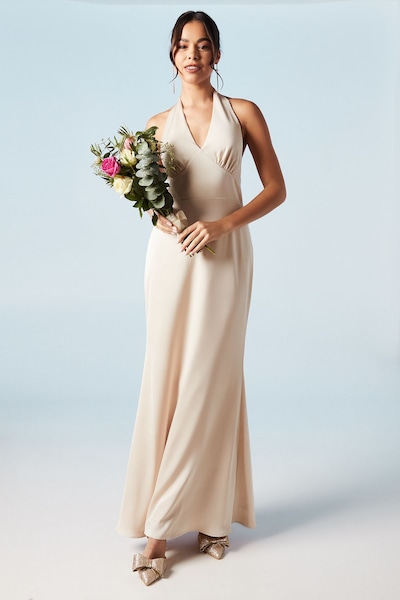 Coast Halterneck Satin Bridesmaid Dress Champagne