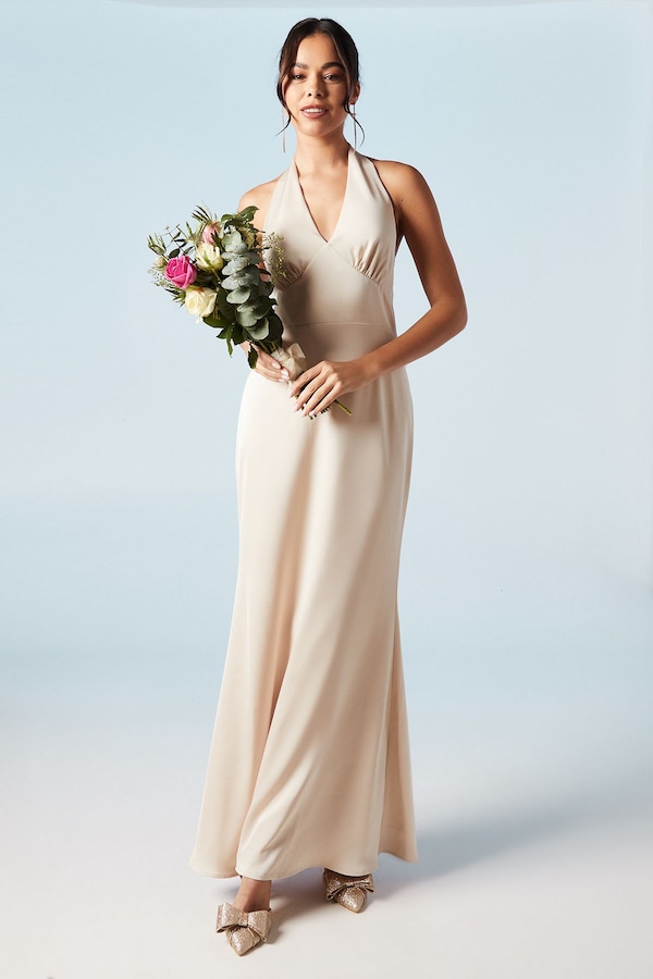 Coast Halterneck Satin Bridesmaid Dress Champagne
