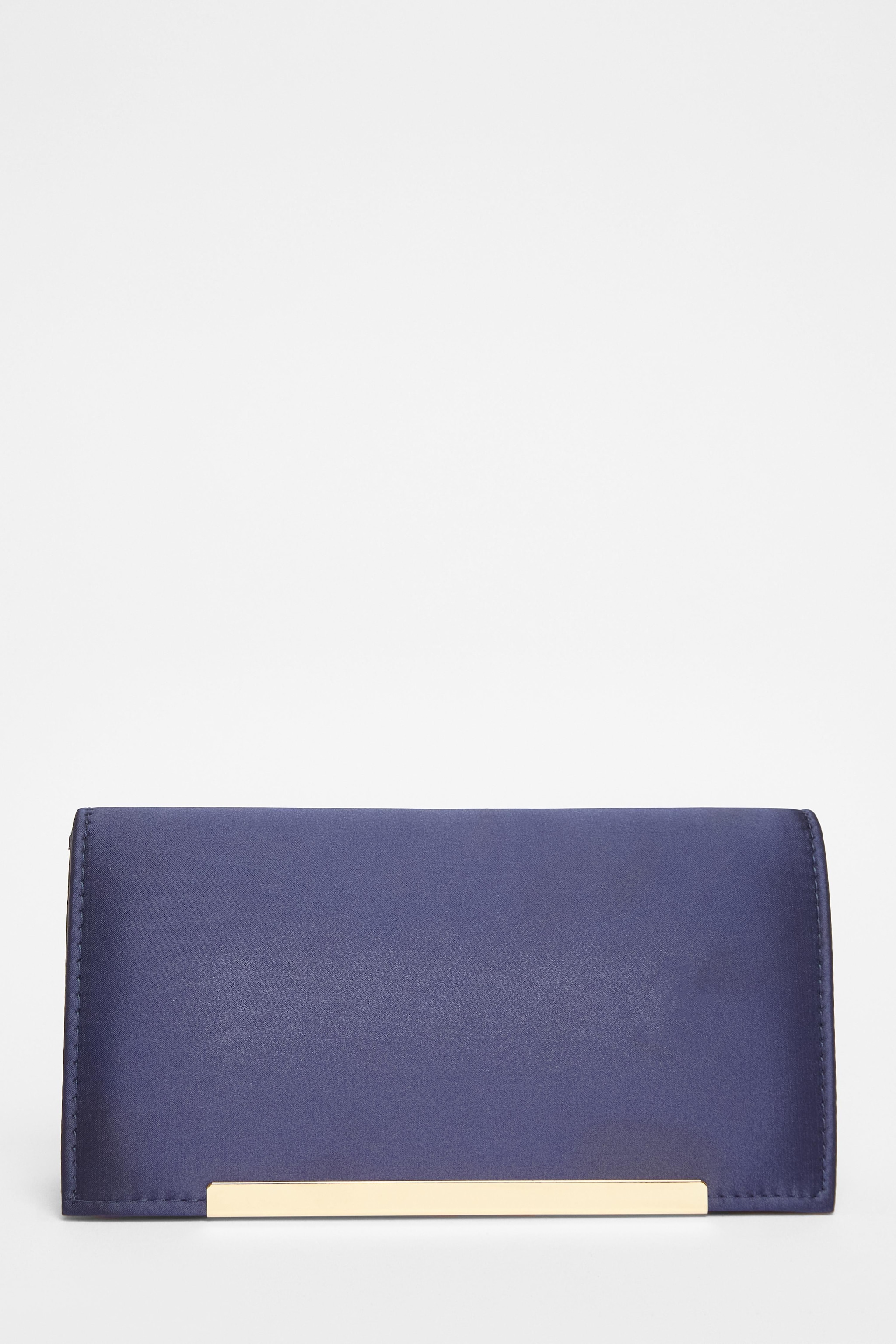 Quiz Navy Satin Long Clutch Bag image 3