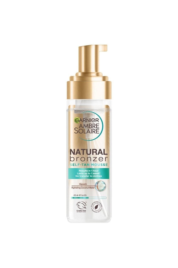 Garnier Ambre Solaire Vegan Natural Bronzer Intense Clear Self Tan Mousse Multi