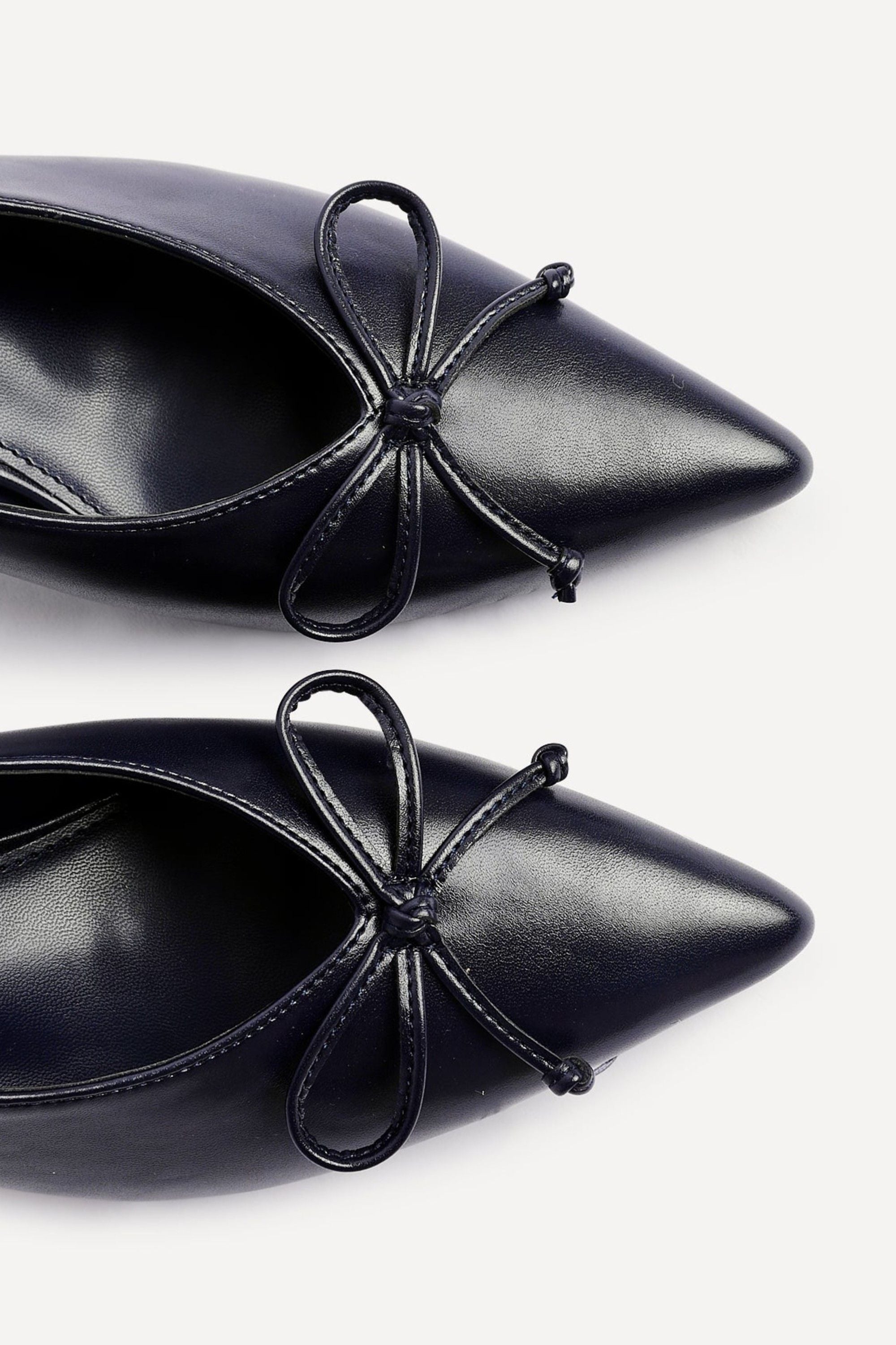 Linzi Ribbon Navy Faux Leather Slingback Court Heel image 5