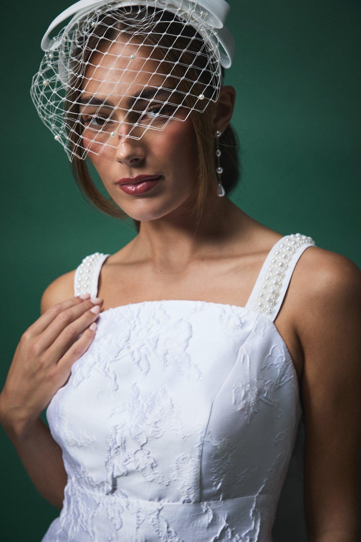 Coast Lisa Tan Pearl Strap Peplum Bridal Top With Statement Bow Detail White image 4