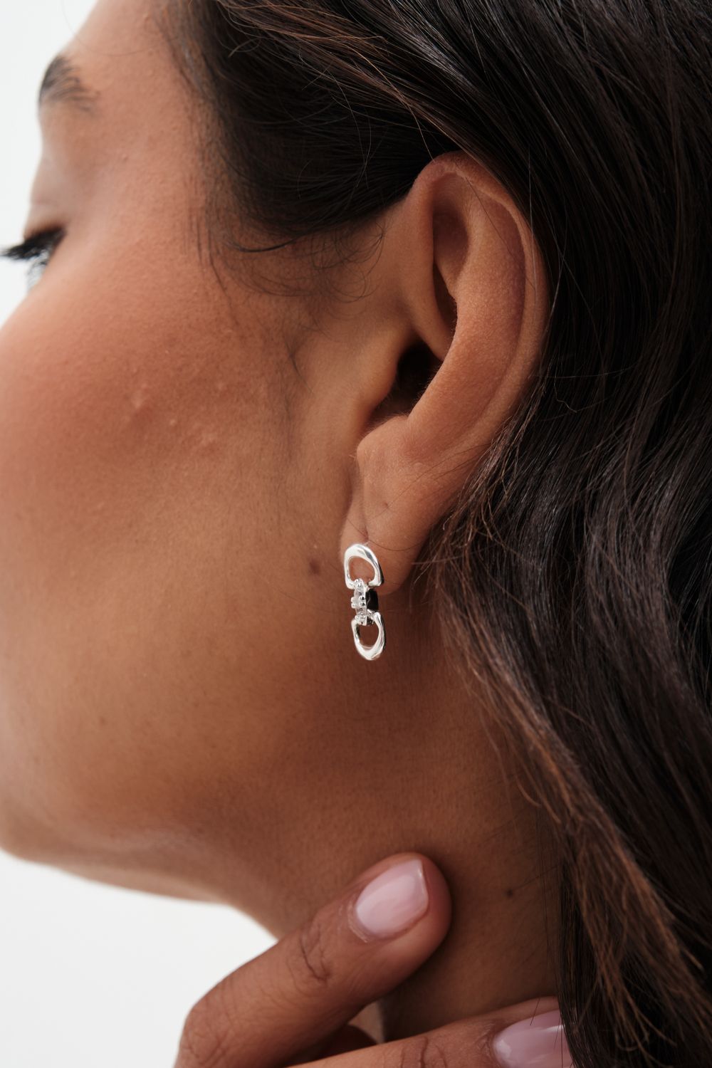 Simply Silver Simply Silver Sterling Silver 925 Polished and Cubic Zirconia Snaffle Drop Earrings image 3