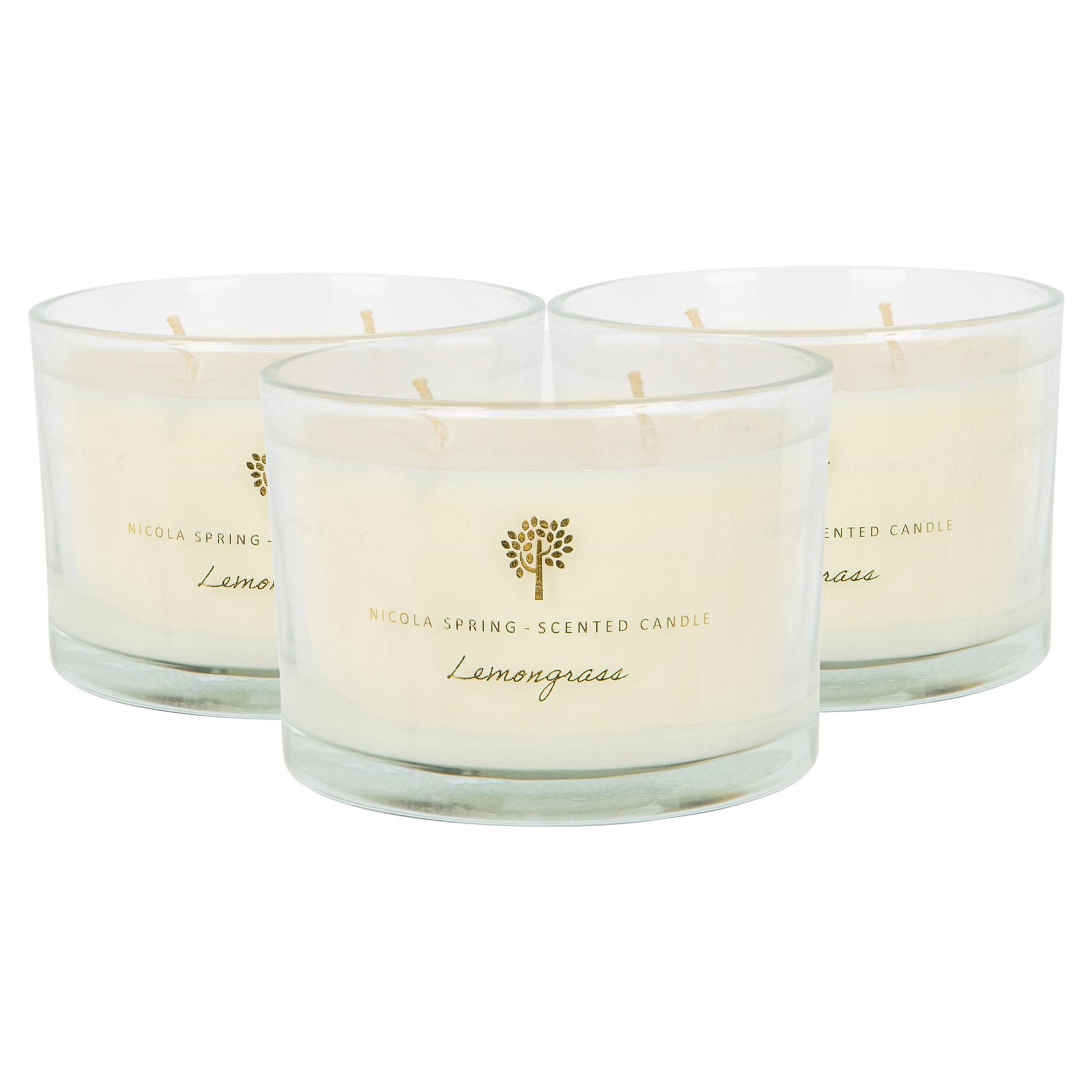 Nicola Spring 350g Lemongrass Soy Candles - Pack of 3 - Double Wick Jars image 1
