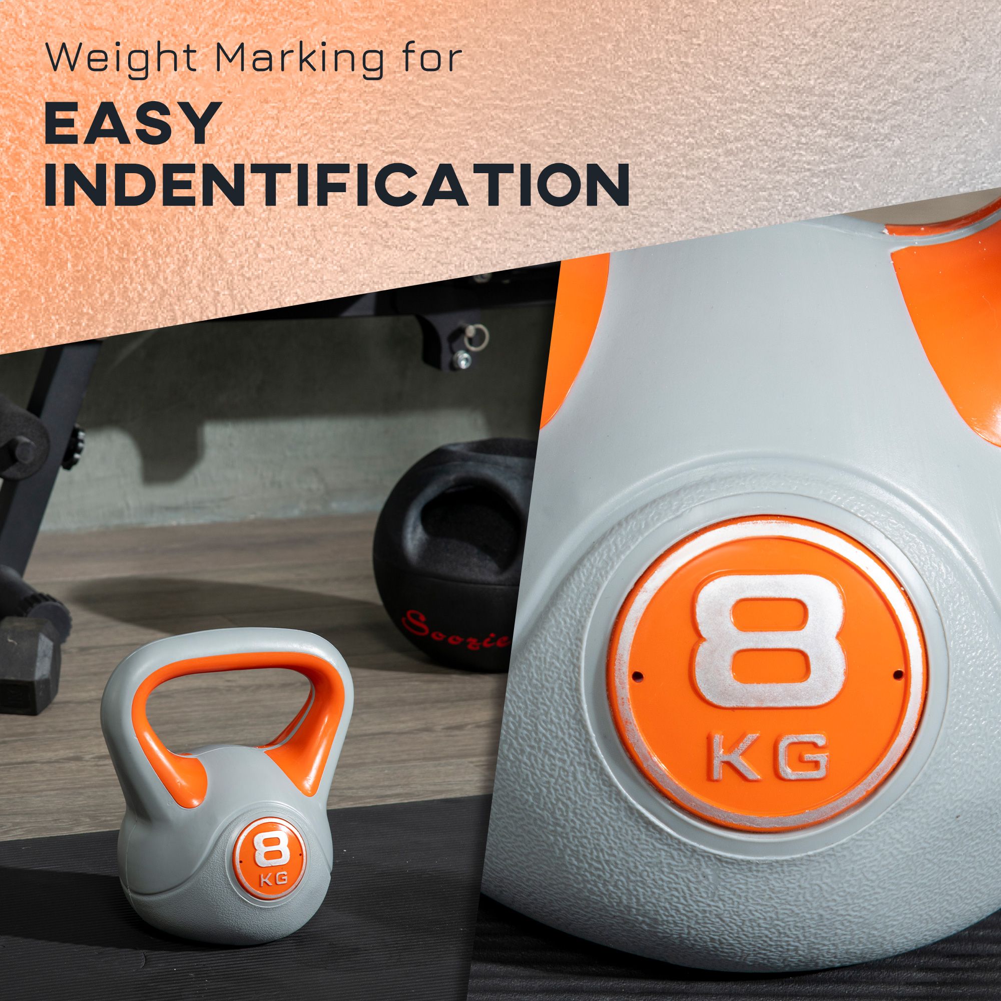 SPORTNOW 8kg Kettle Bell with Handle for Home Gym, Orange and Grey image 6