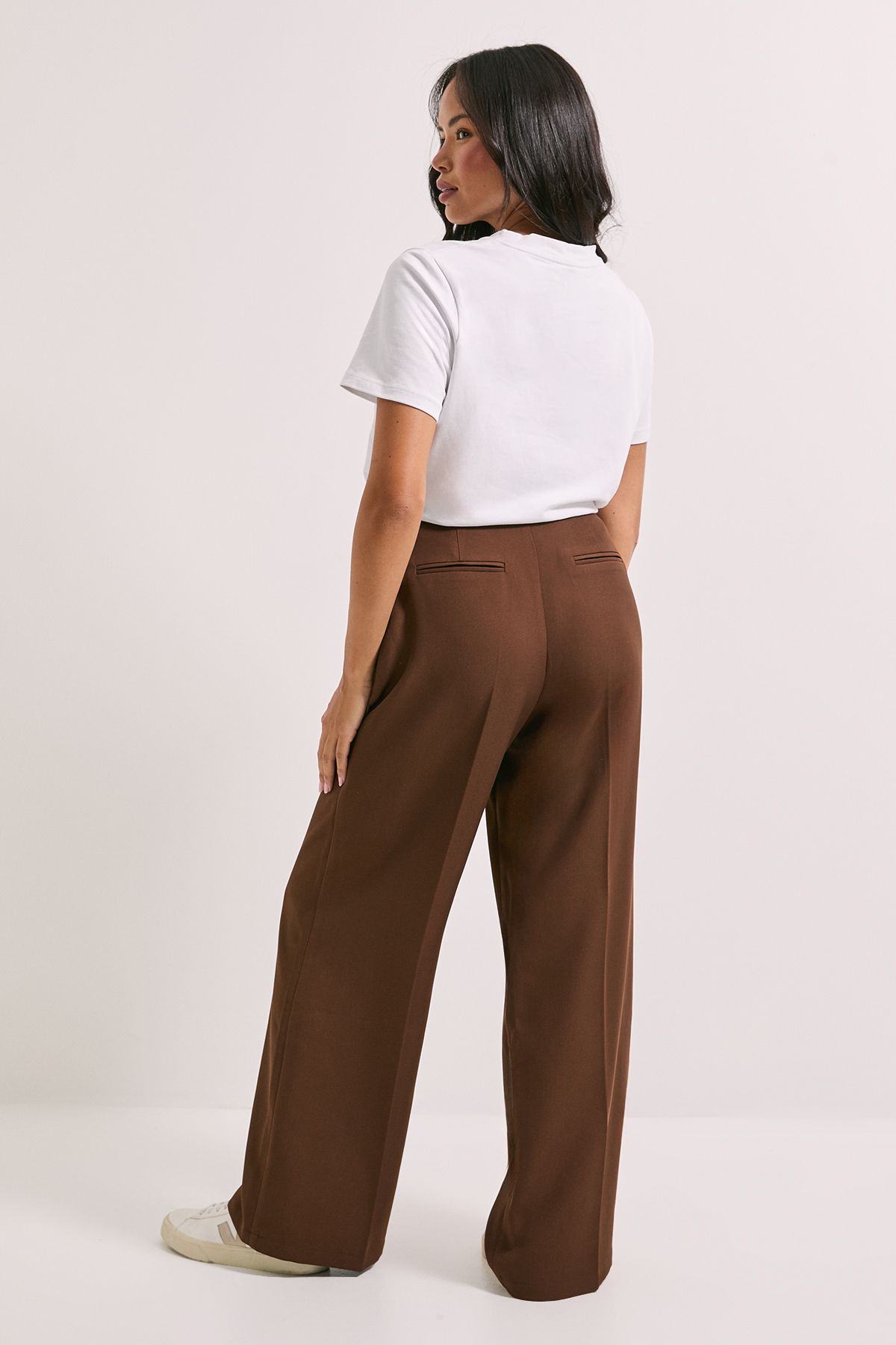 Dorothy Perkins Military Button Detail Wide Leg Trouser Chocolate image 3