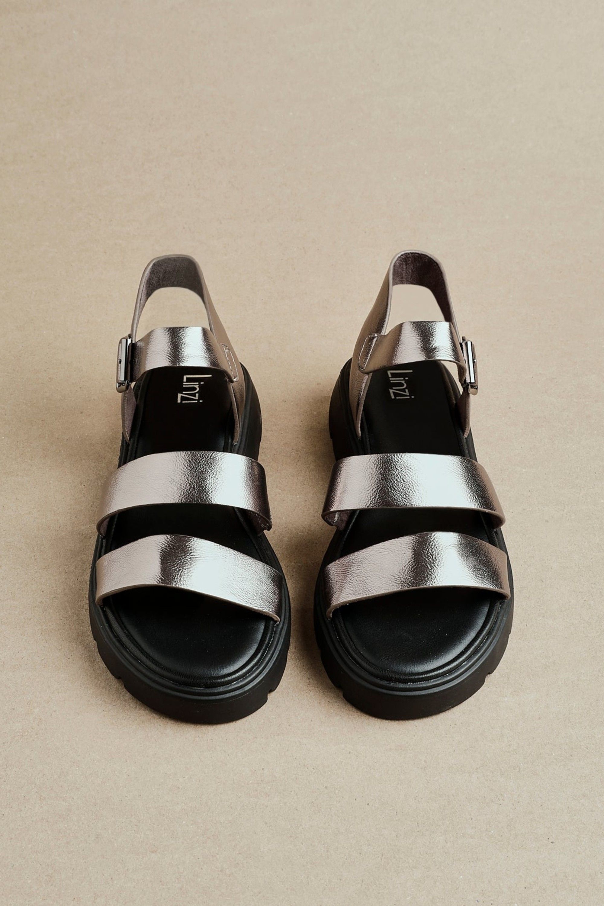 Linzi Ramona Pewter Faux Leather Gladiator Style Two Strap Sandal image 6