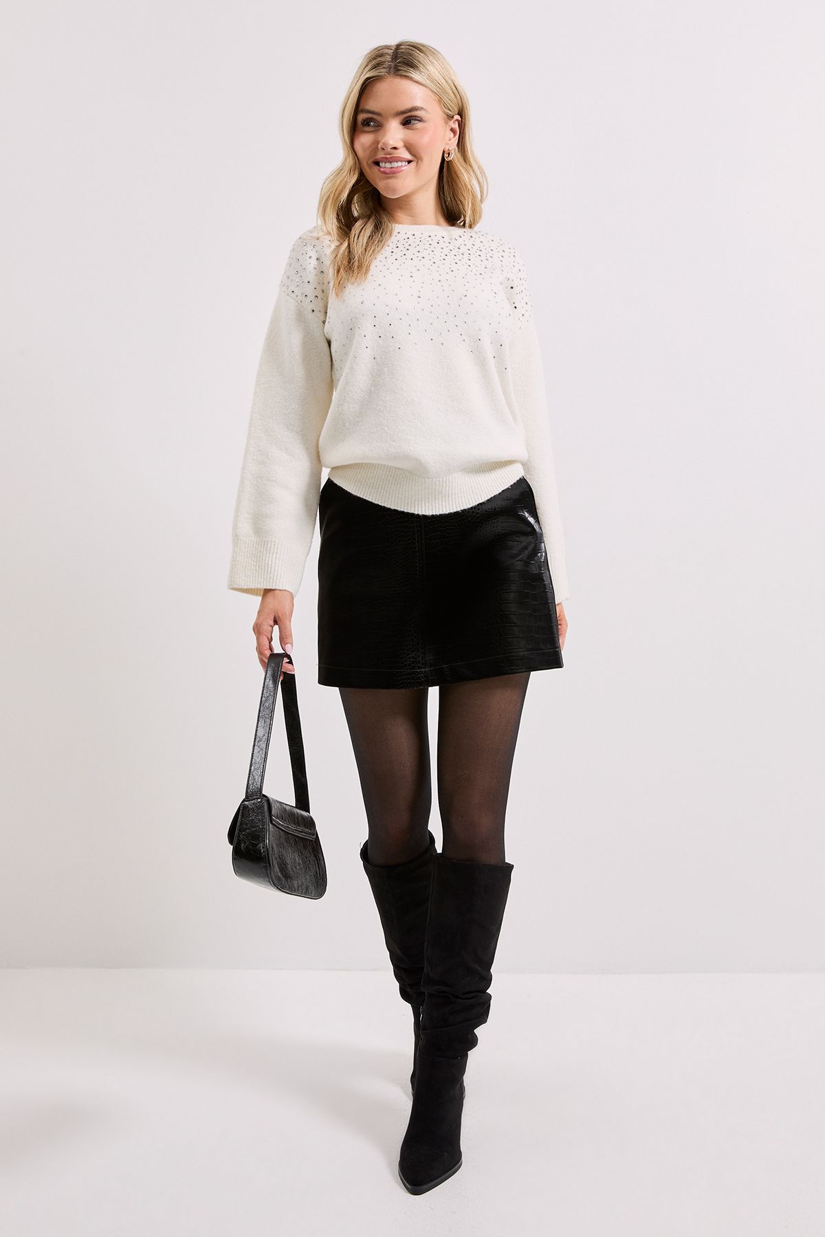 Dorothy Perkins Ivory Scattered Sparkle Jumper Ivory image 1