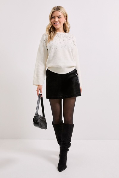 Dorothy Perkins Ivory Scattered Sparkle Jumper Ivory