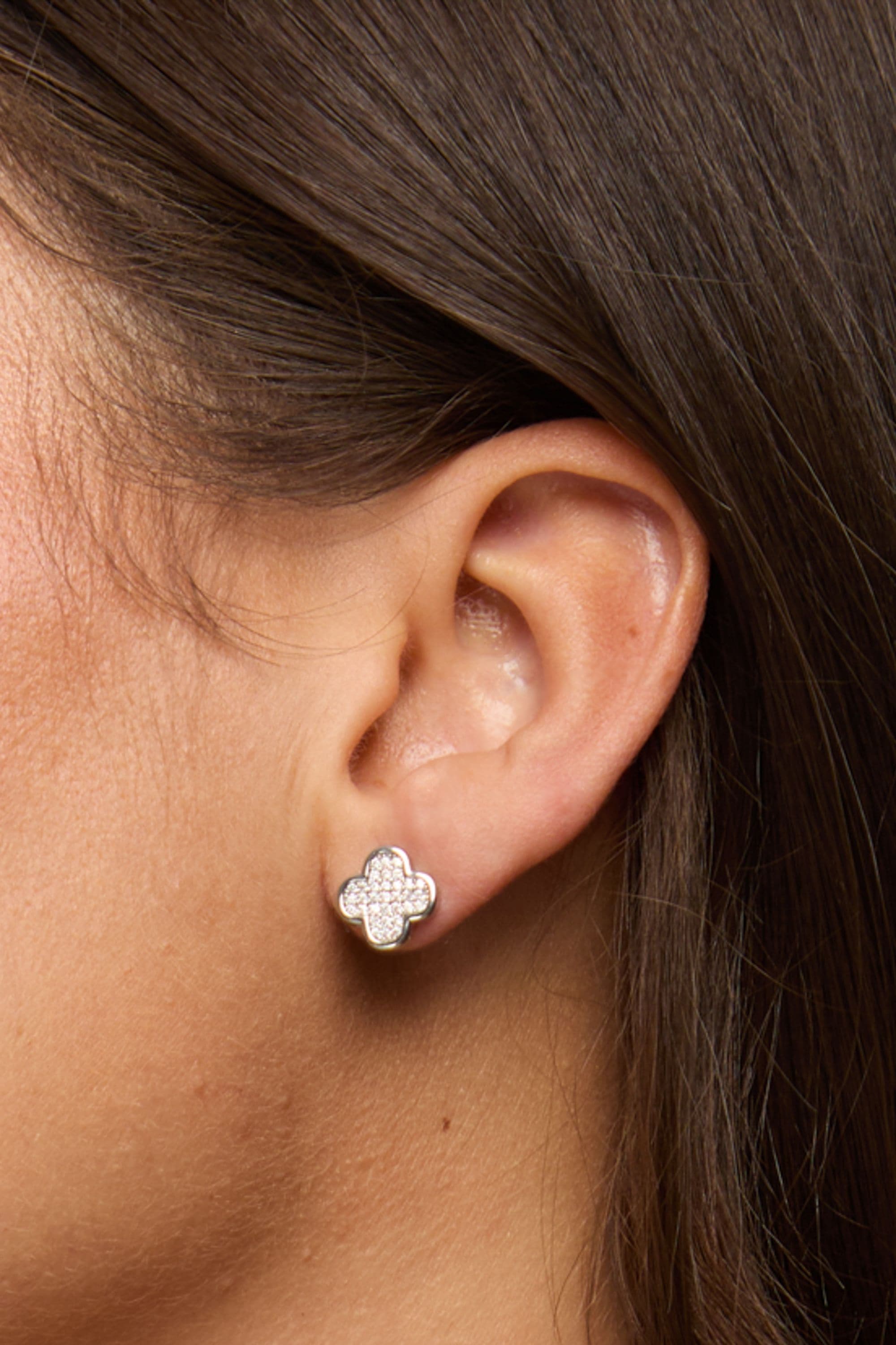 Jon Richard Rhodium Plated Micro Pave Stud Earrings image 2