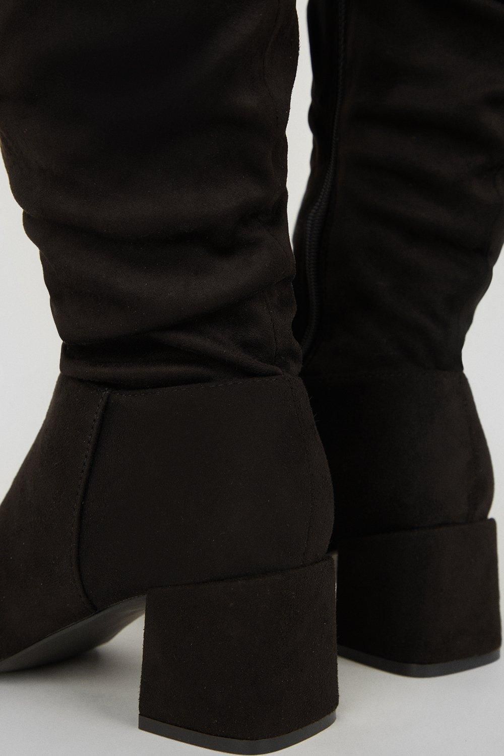 Dorothy Perkins Kaya Ruched Knee High Boots Natural Black image 4