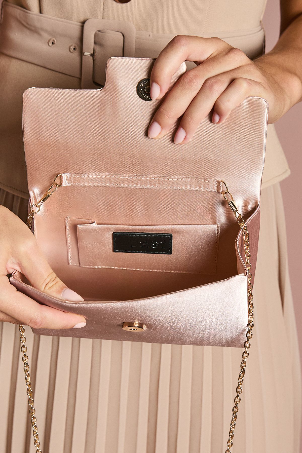 Coast Satin Pearl Jewelled Brooch Top Handle Grab Bag Mocha image 3