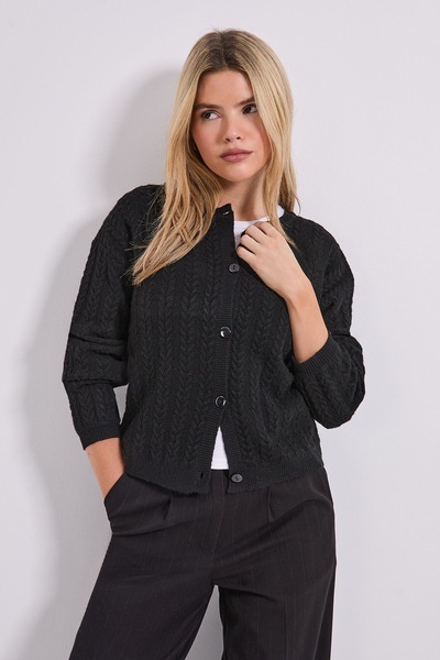 Dorothy Perkins Mini All Over Cable Knit Cardigan Black