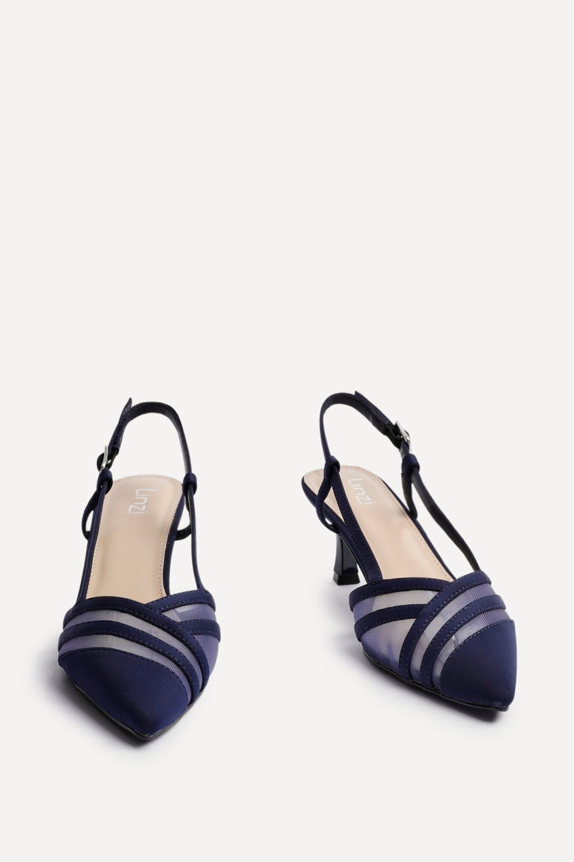Linzi Milan Navy Scuba Mesh Slingback Court Heel image 3