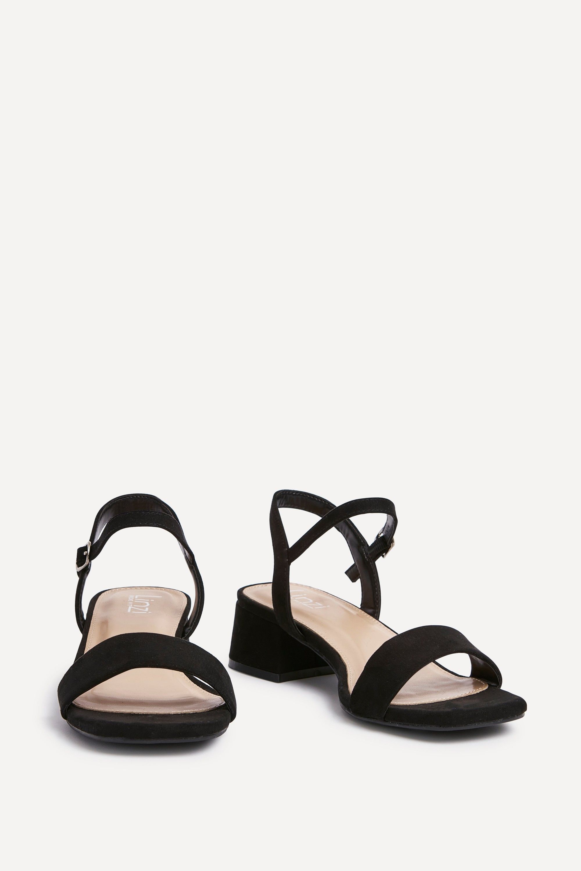 Linzi Carlie Wide Fit Black Faux Suede Low Block Heel image 3