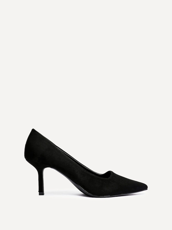 Linzi Kat Black Faux Suede Court Heels