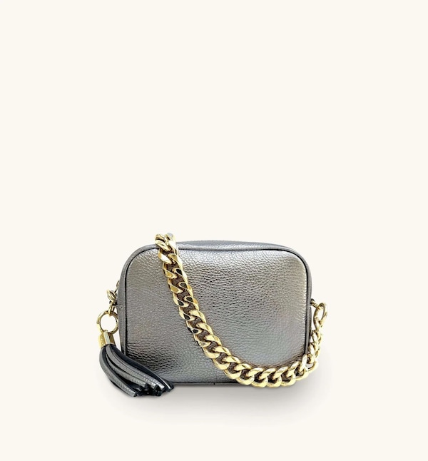 Apatchy London Leather Crossbody Bag With Gold Chain Shoulder Strap