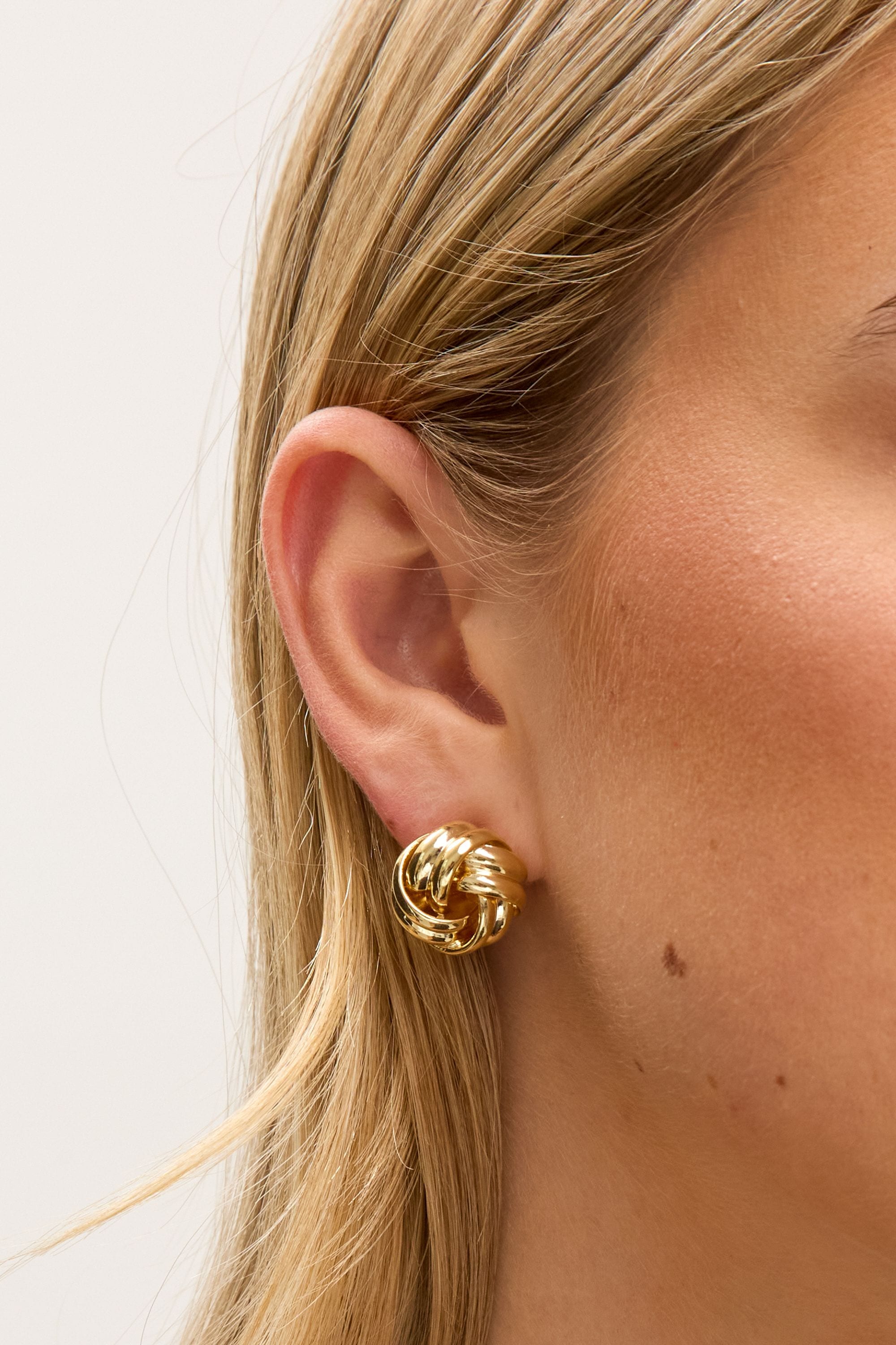 Jon Richard Gold Plated Knot Stud Earrings image 2