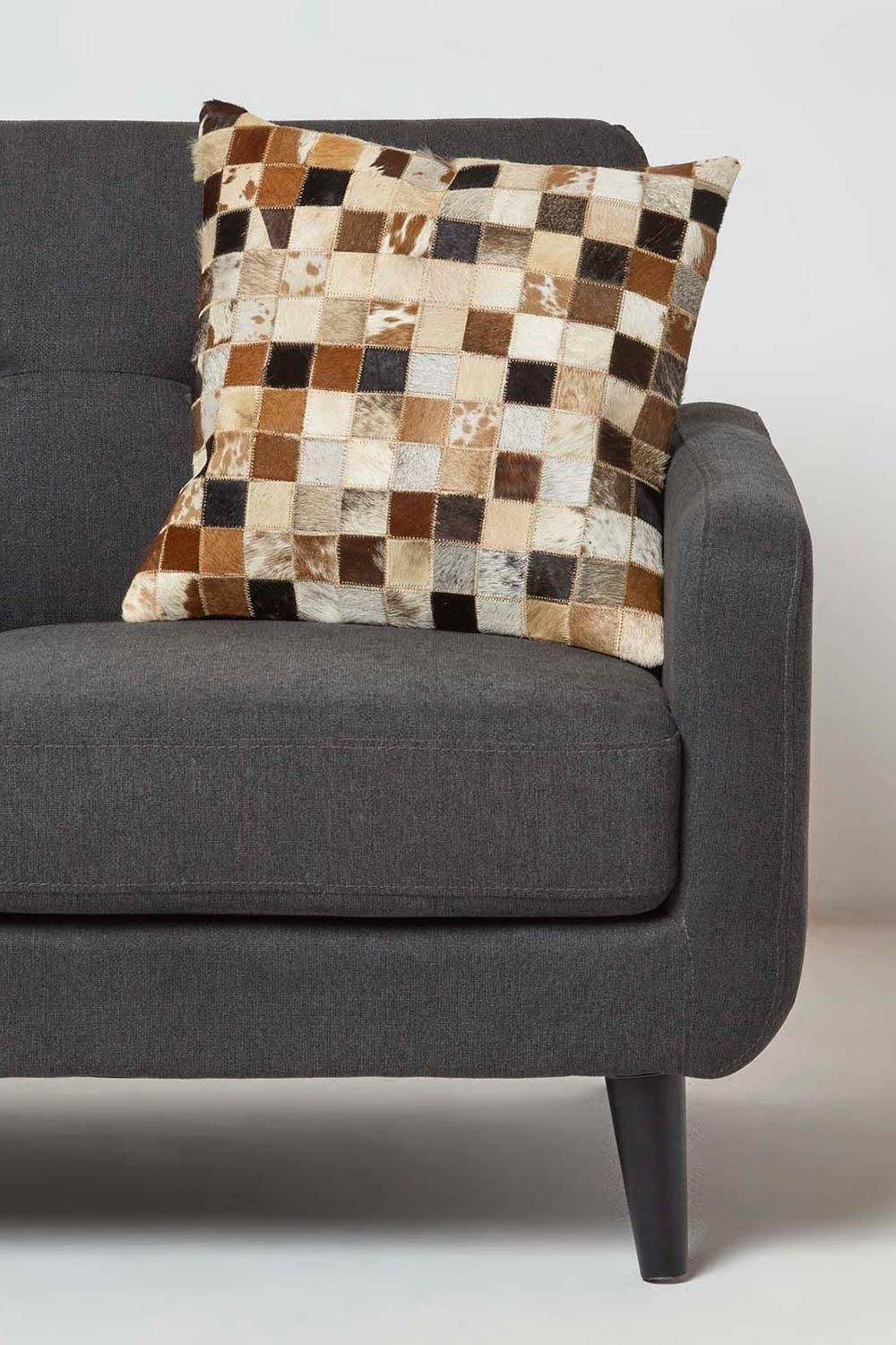 Homescapes Small Block Leather Cushion 45 x 45 cm image 2