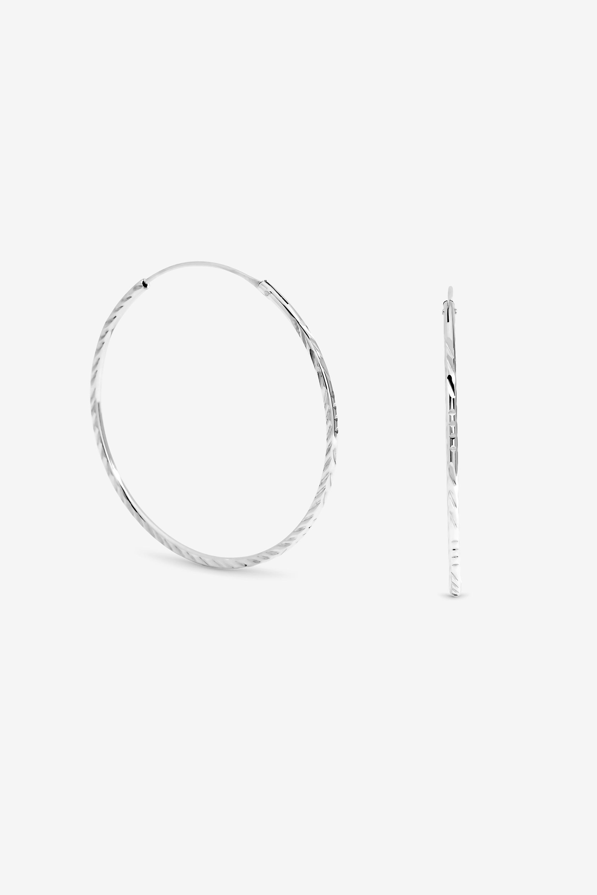 Simply Silver Sterling Silver 925 Polished Sleeper Hoop Earrings image 1