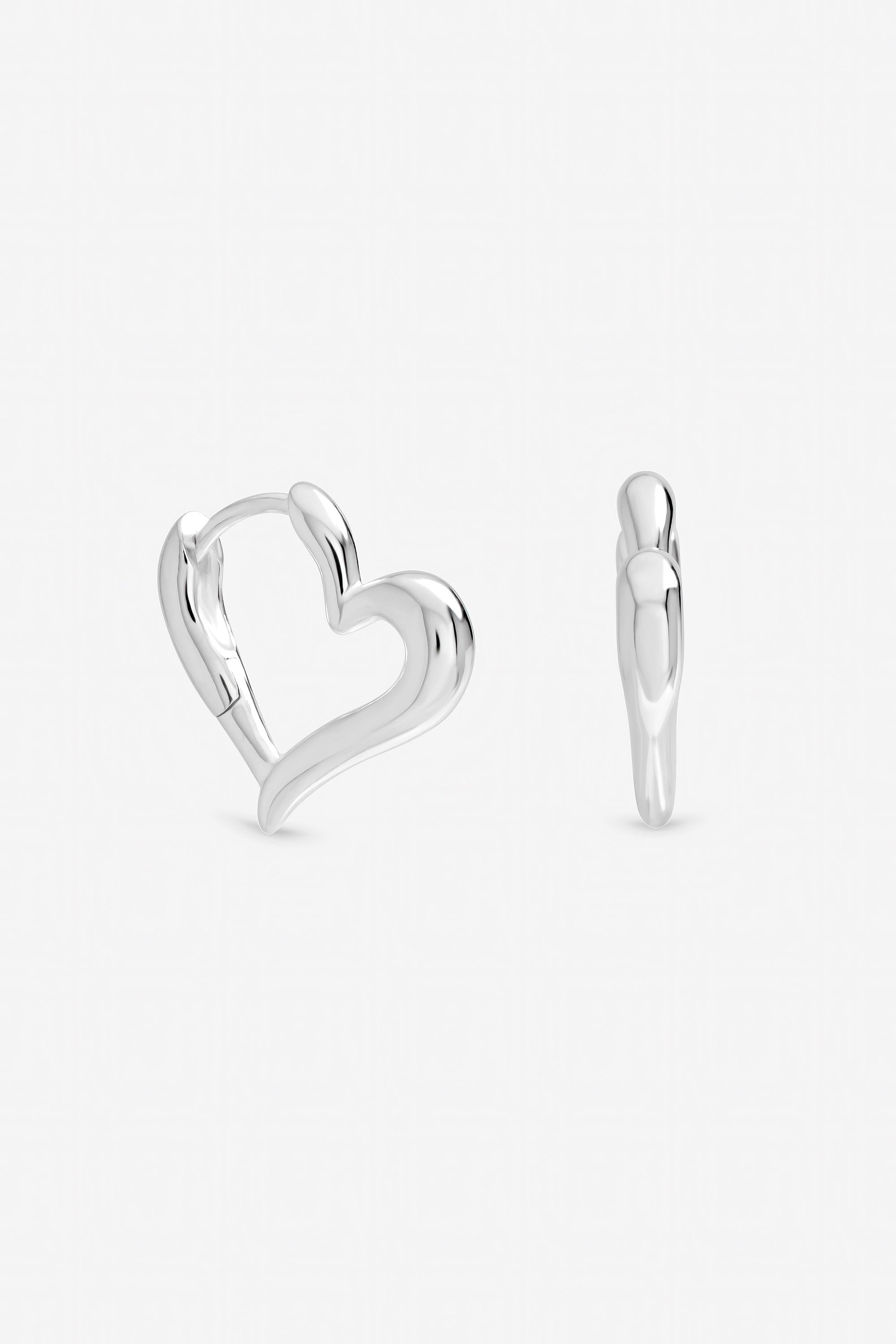 Inicio Sterling Silver Plated Polished Heart Hoop Earrings image 1