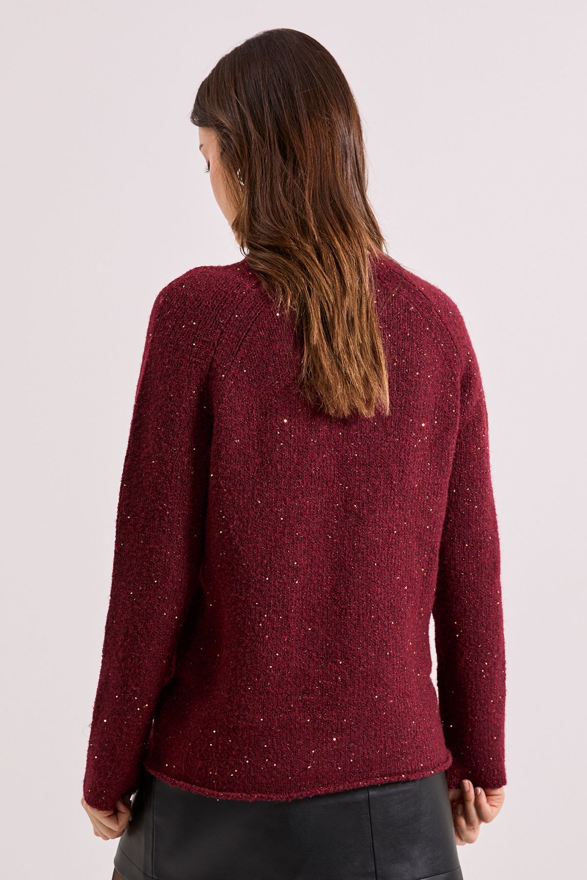 Dorothy Perkins Crew Roll Edge Neck Jumper Dark Red image 3