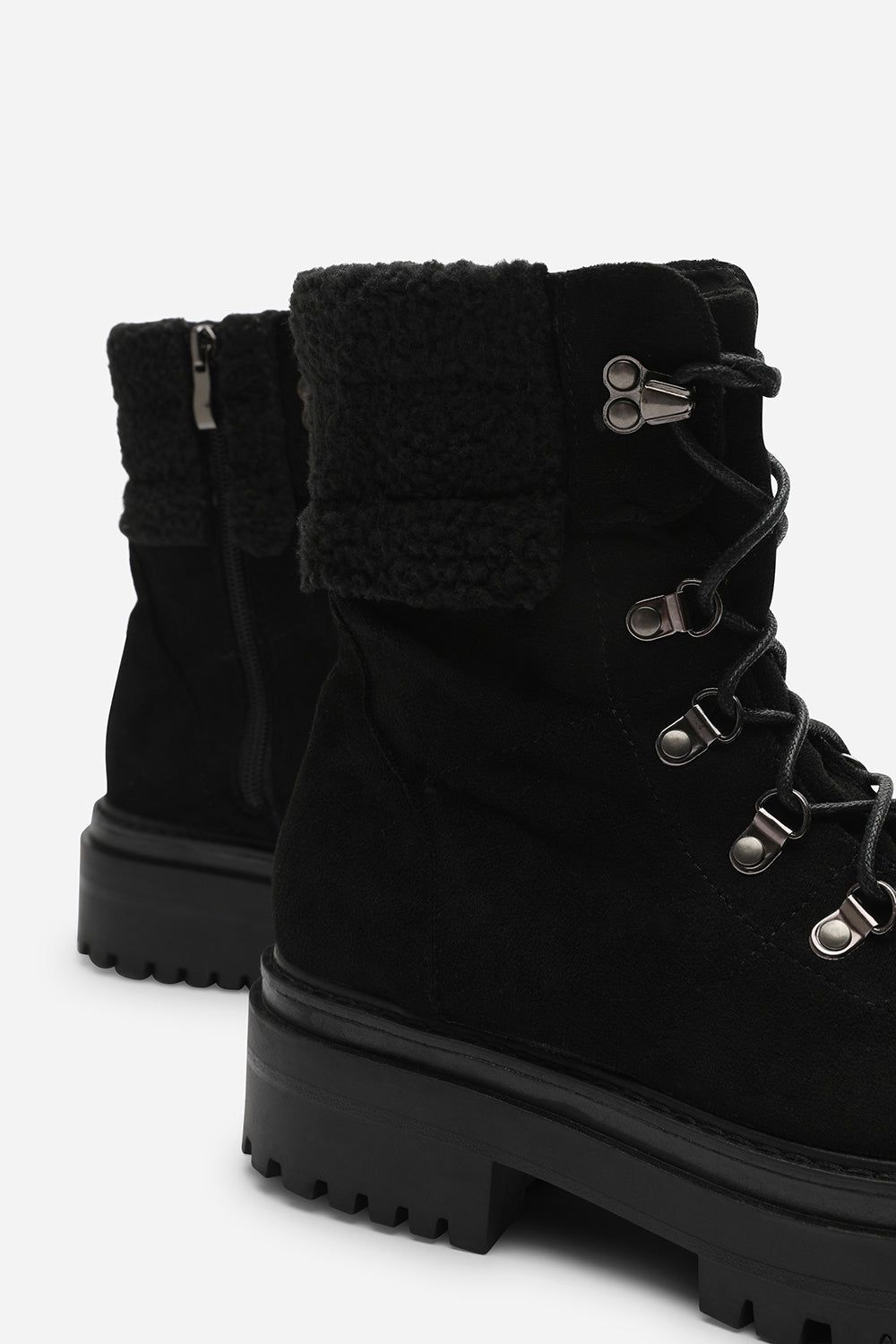 Where's That From 'Una' Suede Lace-Up Ankle Boots with Faux Fur Trim and Chunky Sole image 5